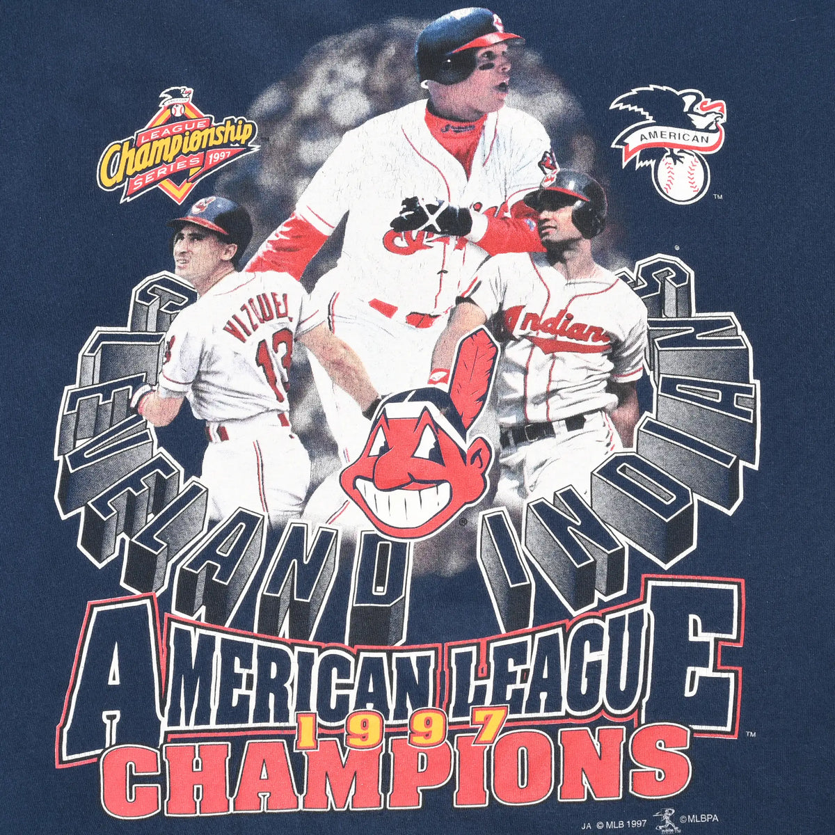 Cleveland Indians player graphic with 1997 American League Champions lettering