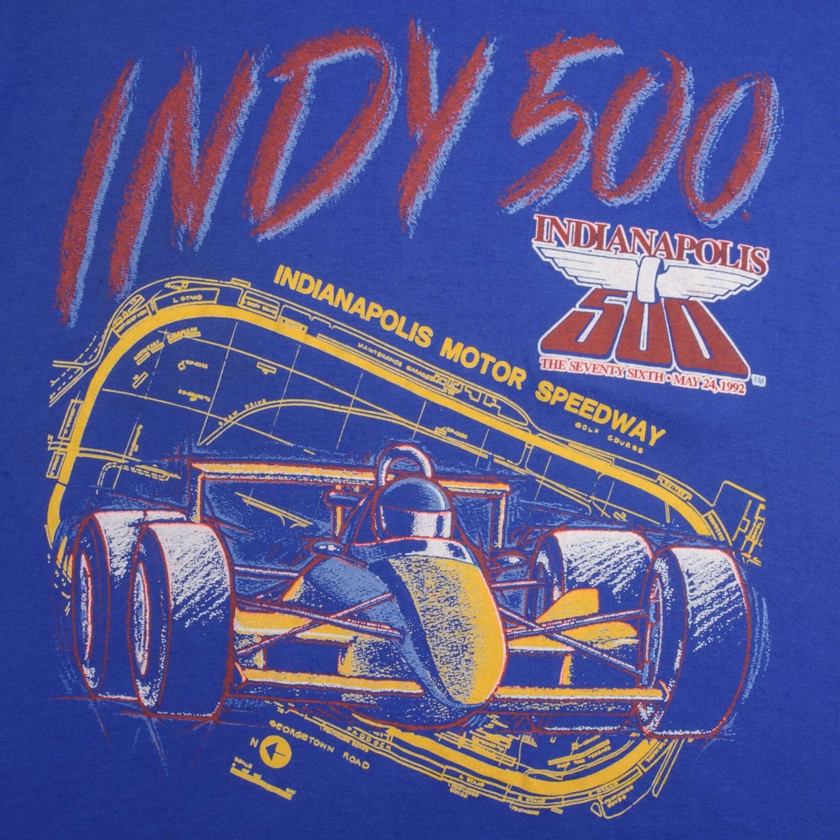 Vintage Racing Indy Car Indianapolis 500 1992 Tee Shirt Size Large Made In Usa With Single Stitch Sleeves