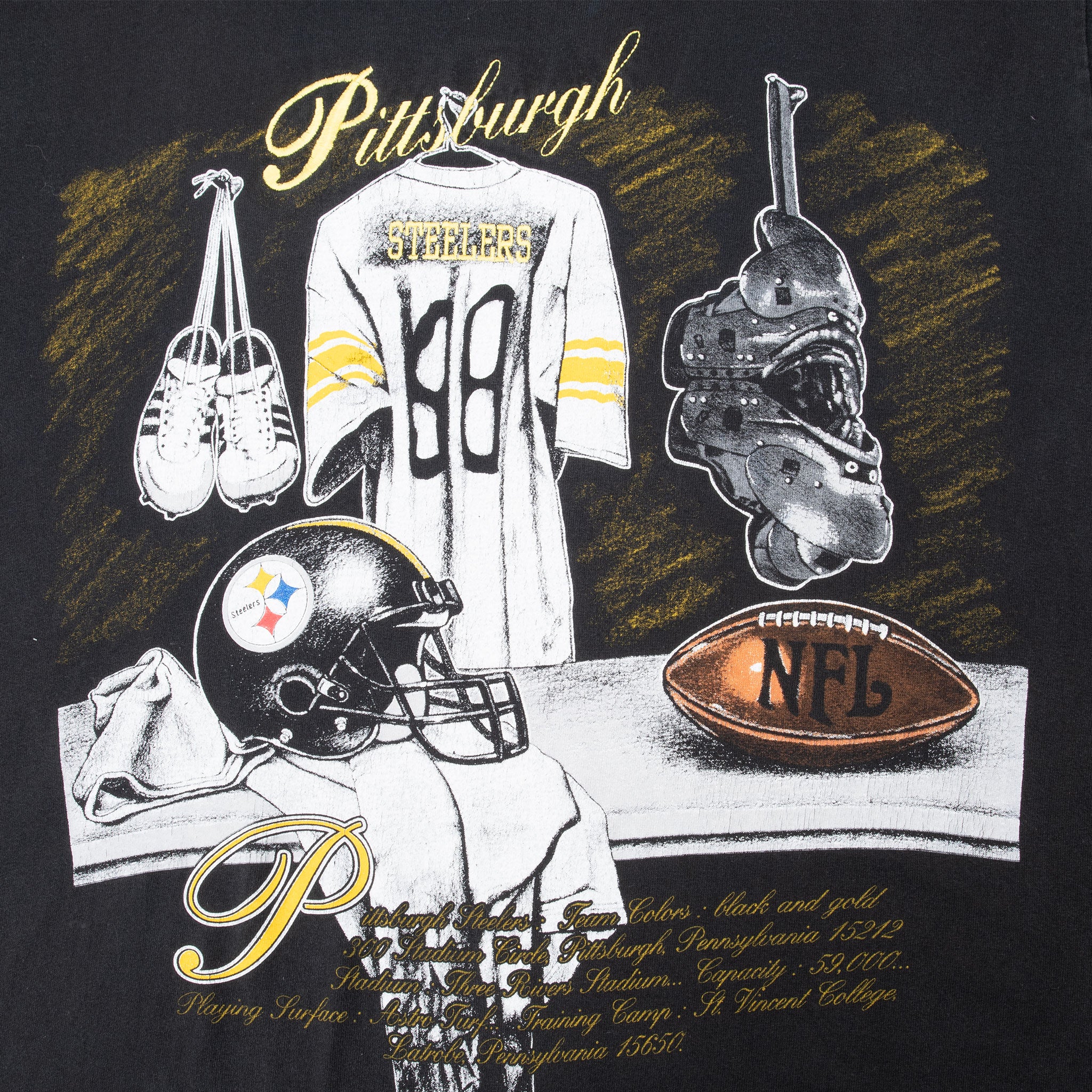 Vintage Nfl Pittsburgh Steelers Locker Room Tee Shirt 1990S Size Medium With Single Stitch Sleeves