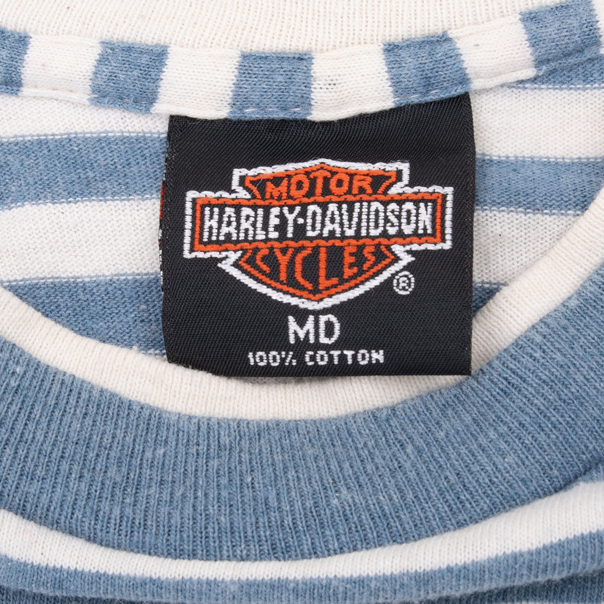 Harley-Davidson Motor Cycles neck tag marked MD and 100% cotton