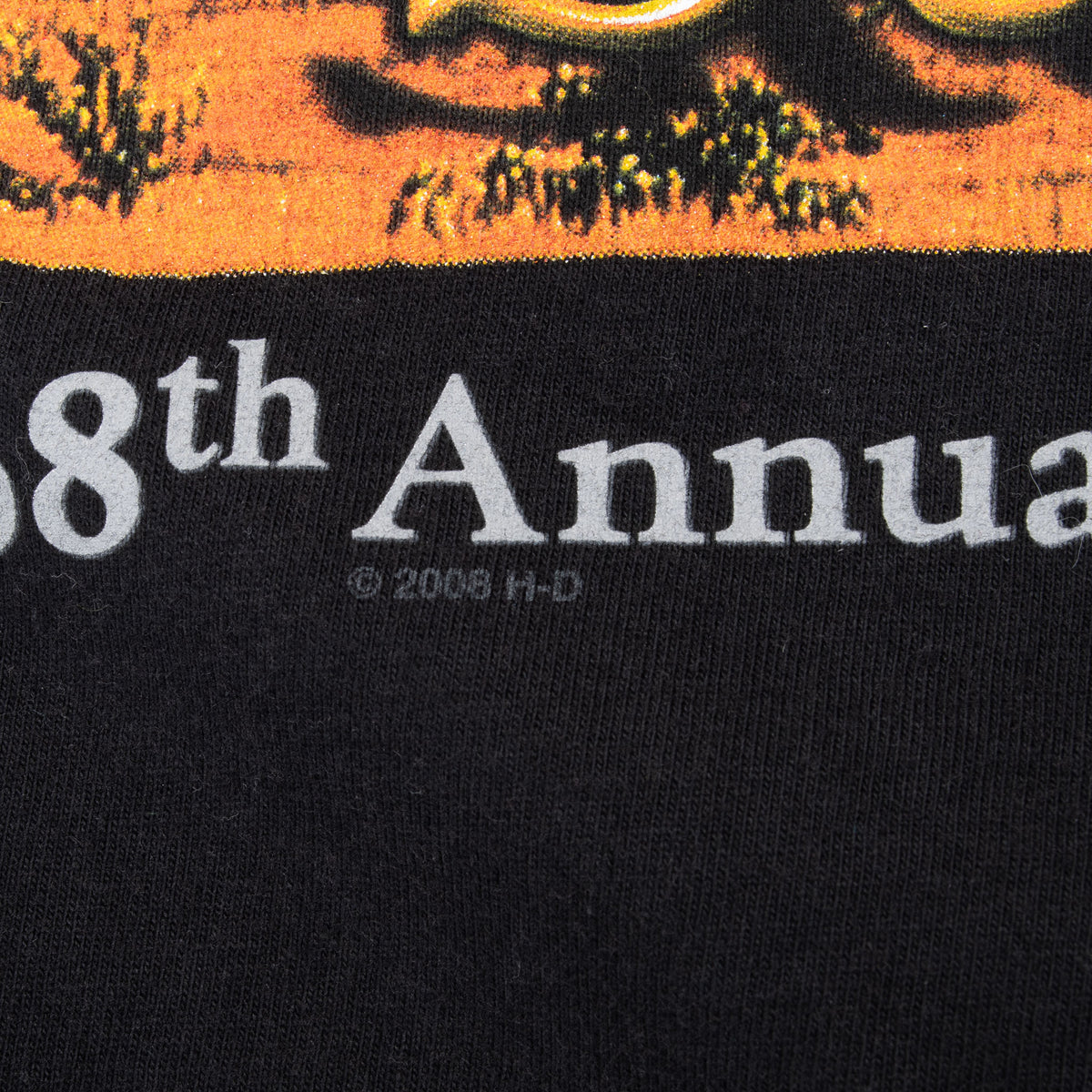 Close-up of back print showing 68th Annual lettering and © 2008 H-D mark