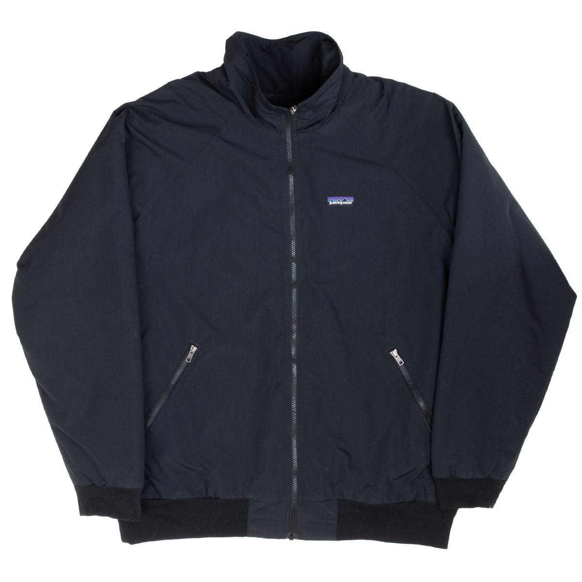 Full front view of black Patagonia Shelled Synchilla full-zip jacket
