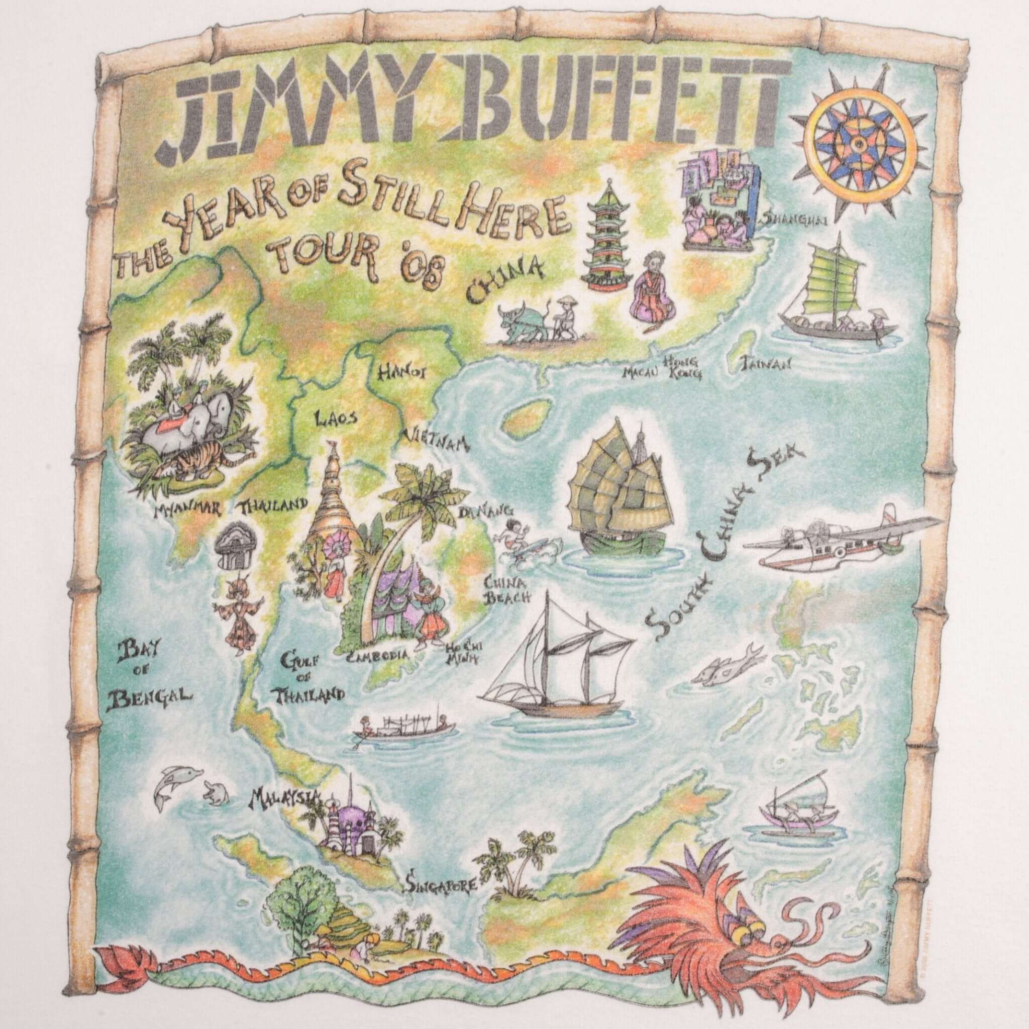 Vintage Jimmy Buffett The Year Still Here 2008 Tee Shirt Size XL