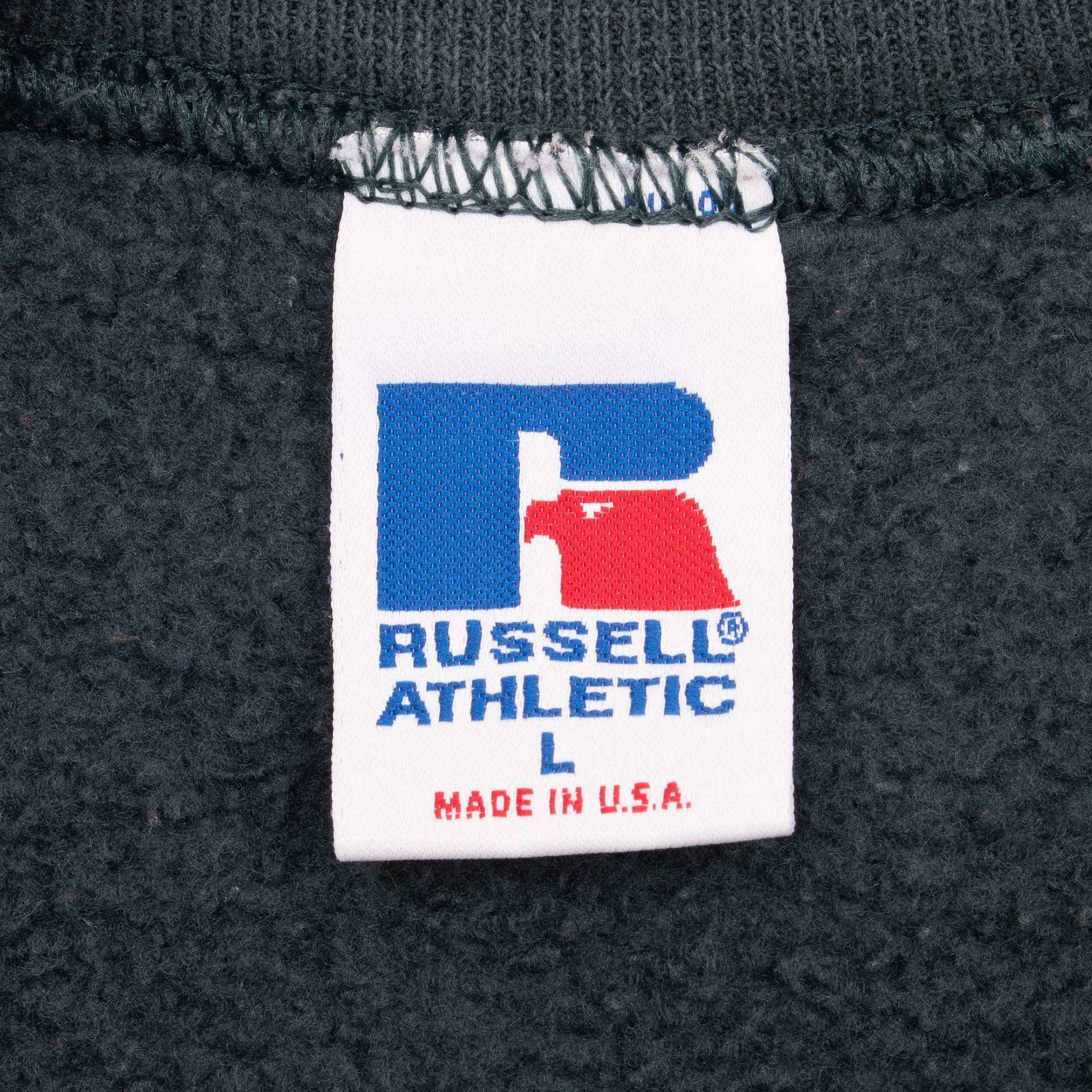 Vintage Russell Athletic Blank Pine Green Sweatshirt 1990S Size Large Made In Usa