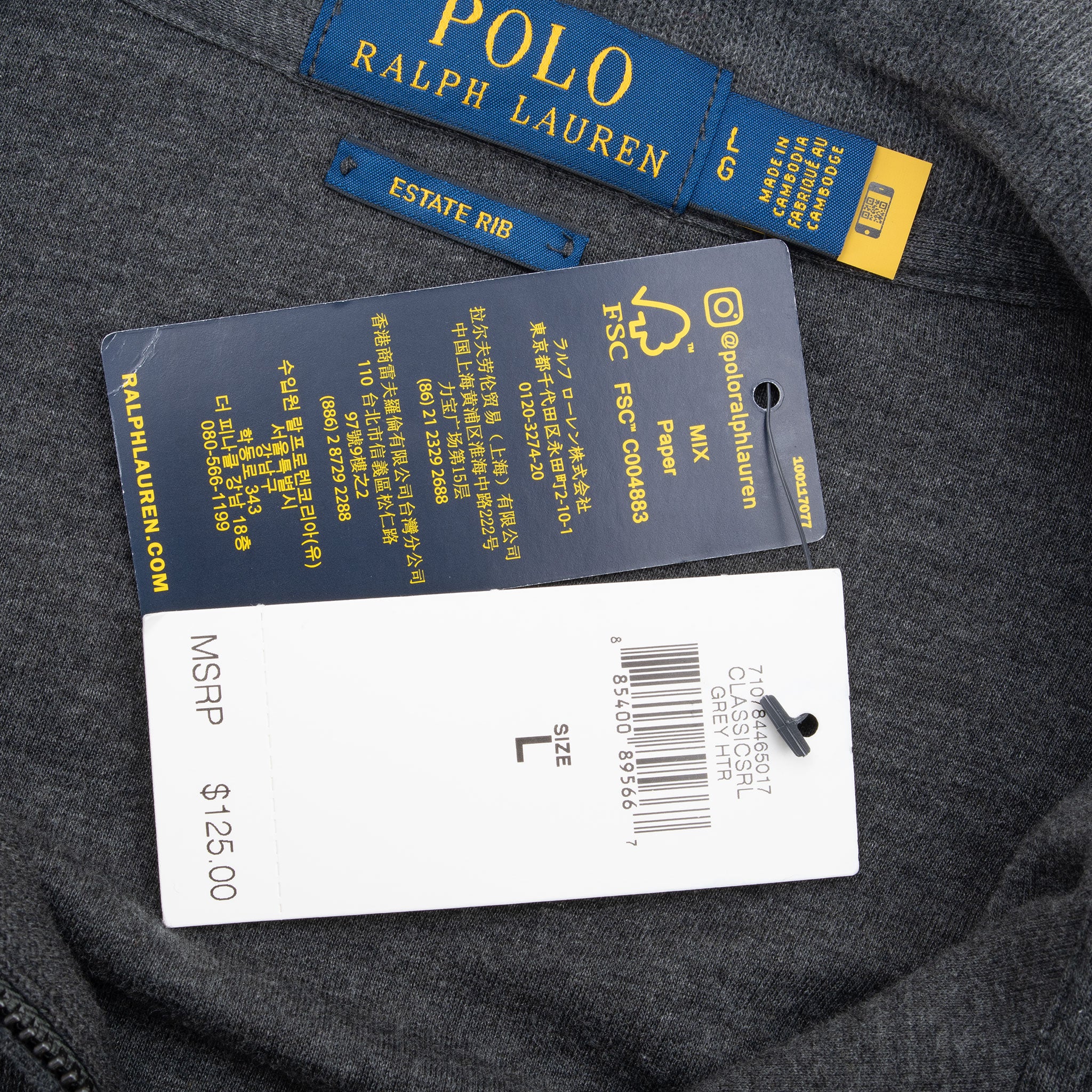 Vintage Polo Ralph Lauren Dark Grey Quarter 1/4 Zip Sweater 1990S Size Large