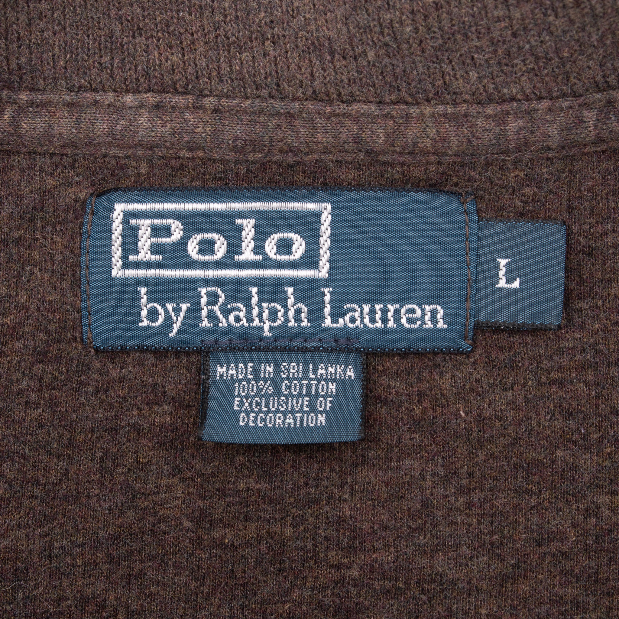 Vintage Polo Ralph Lauren Brown Quarter Zip Sweatshirt Size Large 1990S