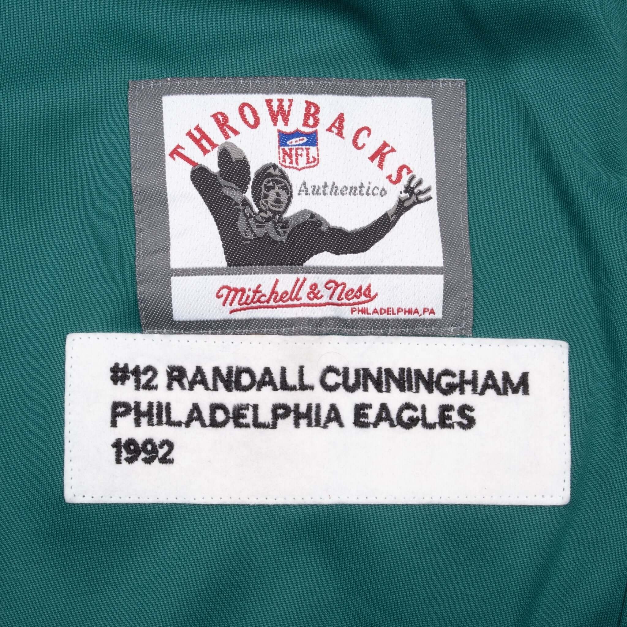 Vintage NFL Philadelphia Eagles Randall Cunningham #12 Mitchell And Ness Throwback Jersey 1992 Size 52
