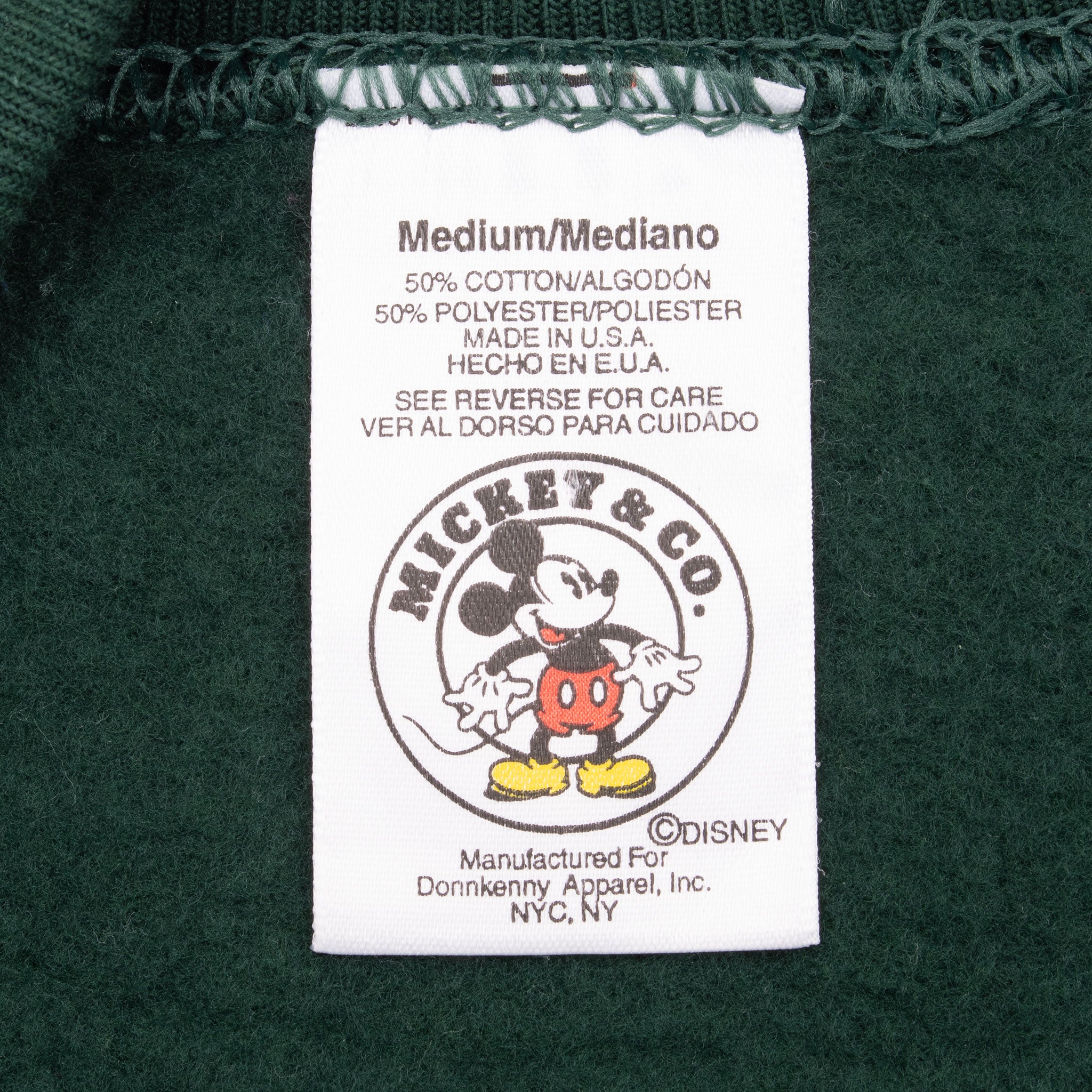Vintage Disney Mickey Mouse 1990S Pine Green Sweatshirt Size Medium Made In USA