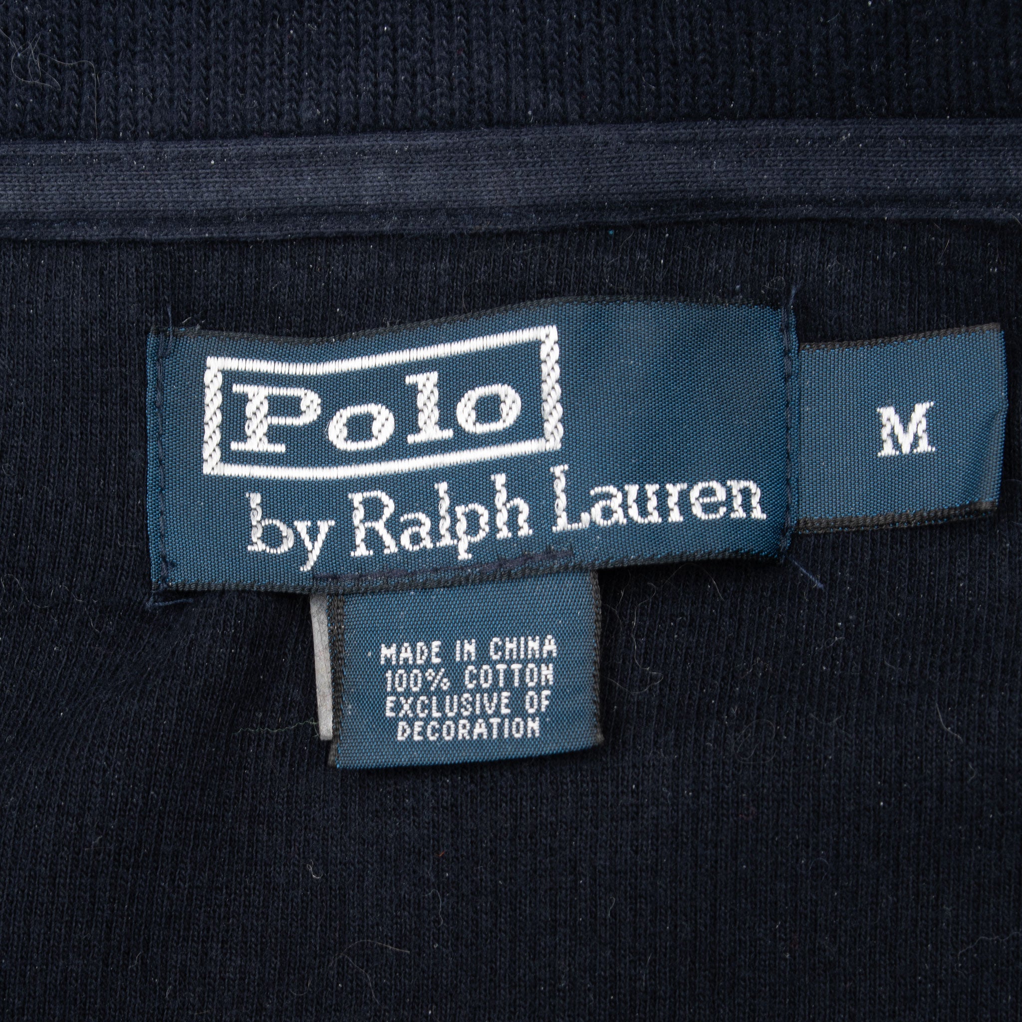 Vintage Polo Ralph Lauren Navy Blue Quarter 1/4 Zip Sweater 1990s Size Medium