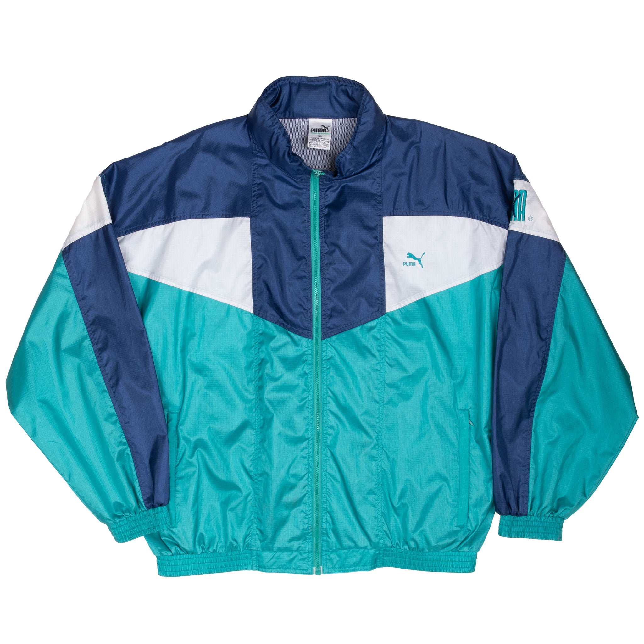 Vintage Puma Blue Neon Windbreaker Jacket 1980S Size XL