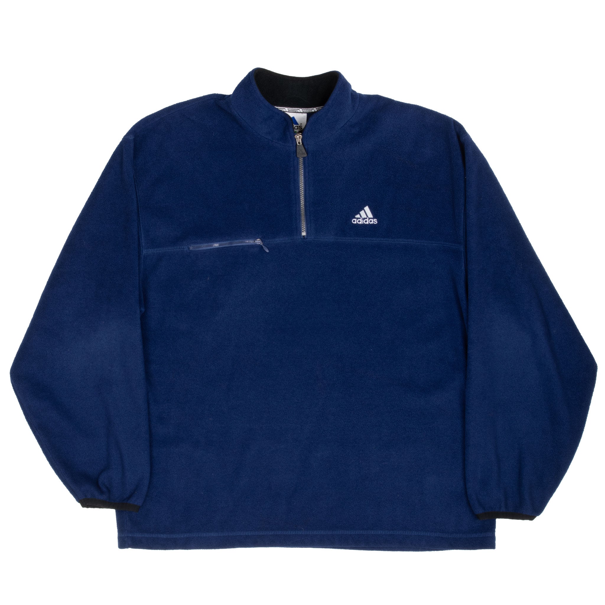 Vintage Adidas Blue Fleece Pullover Windbreaker Jacket 1990S Size Large
