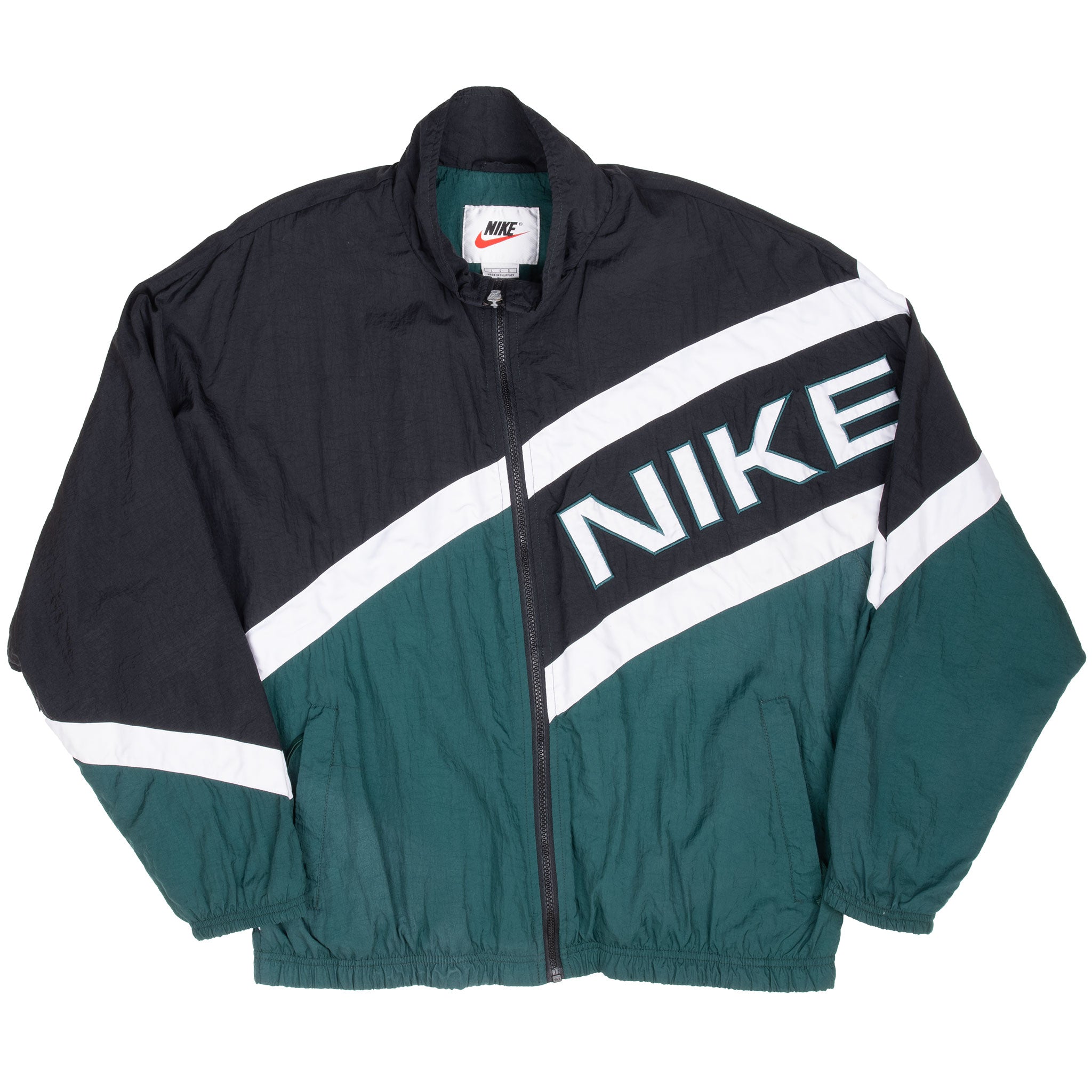 Vintage Nike Big Swoosh Green Windbreaker Jacket 1990S Size Large