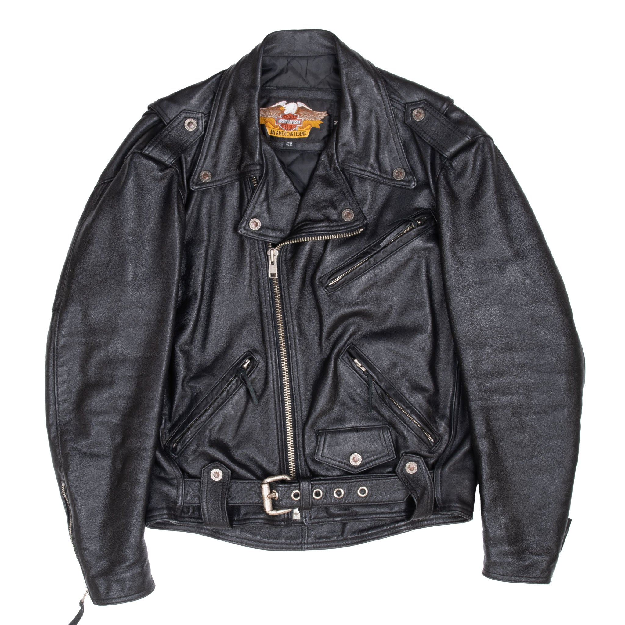 Vintage Harley Davidson Leather Motorcycle Jacket 2000S Size Medium Made In Usa