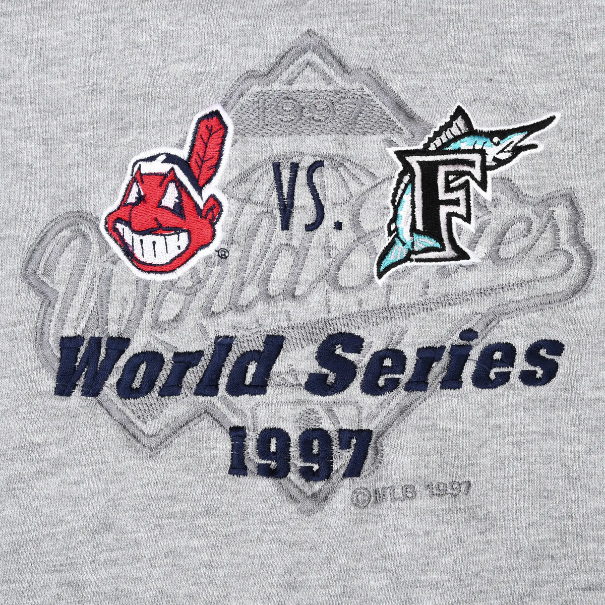1997 World Series embroidery with Cleveland Indians and Florida Marlins logos