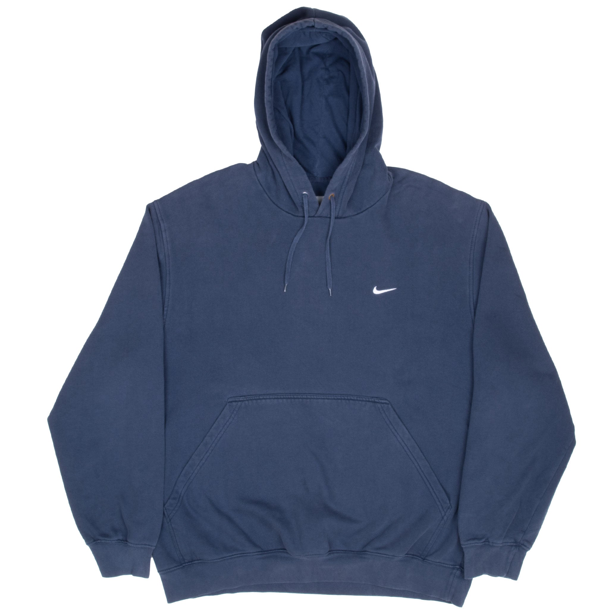 Vintage Nike Classic Swoosh Navy Blue Hoodie Sweatshirt 2000S Size Large