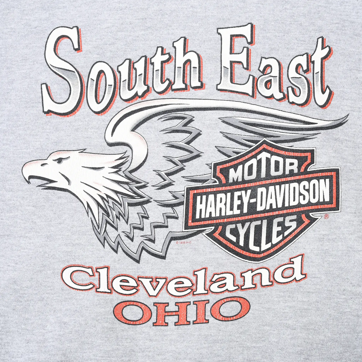 South East Cleveland Ohio eagle and Harley-Davidson back graphic