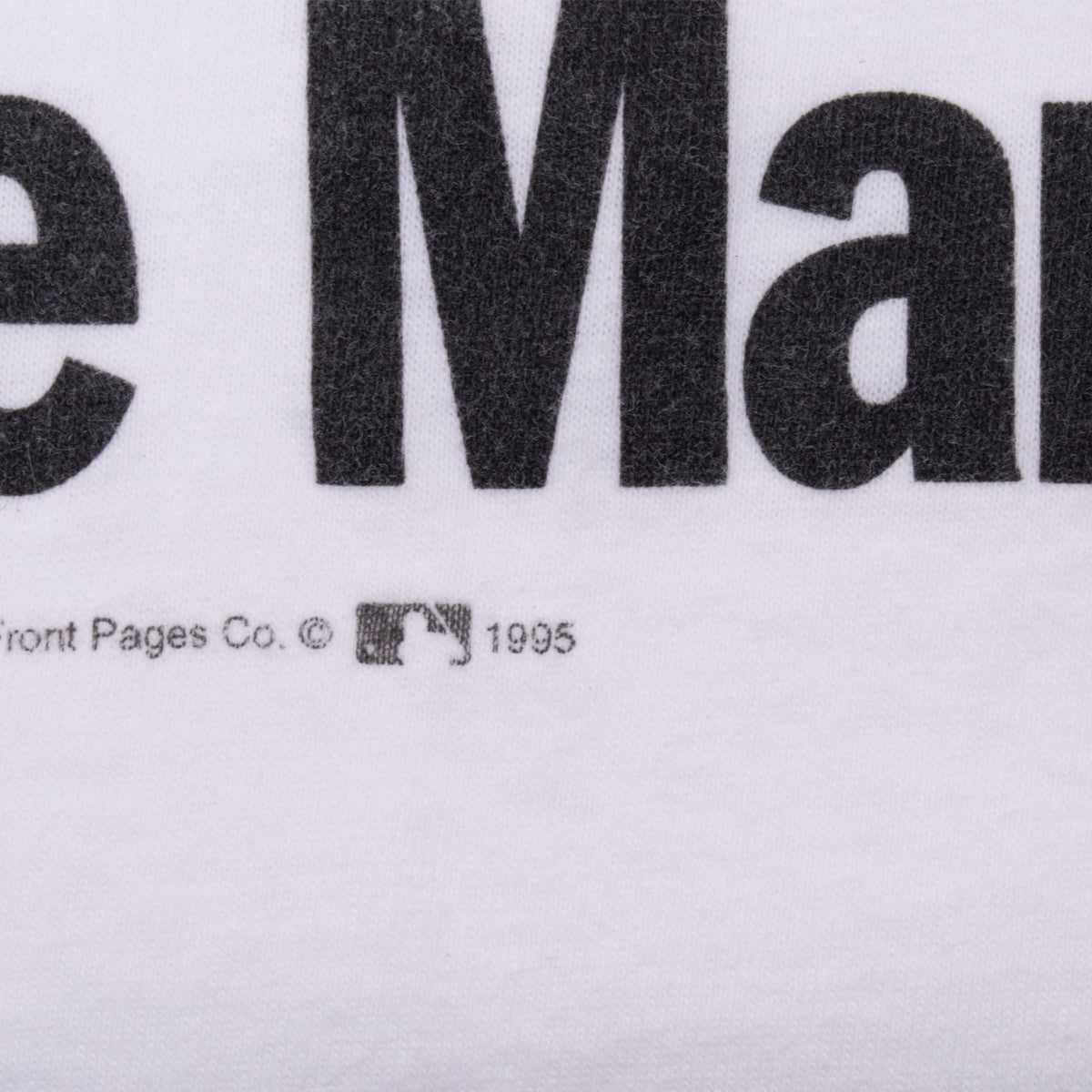 Close-up of 1995 MLB copyright mark below the Miracle Mariners print