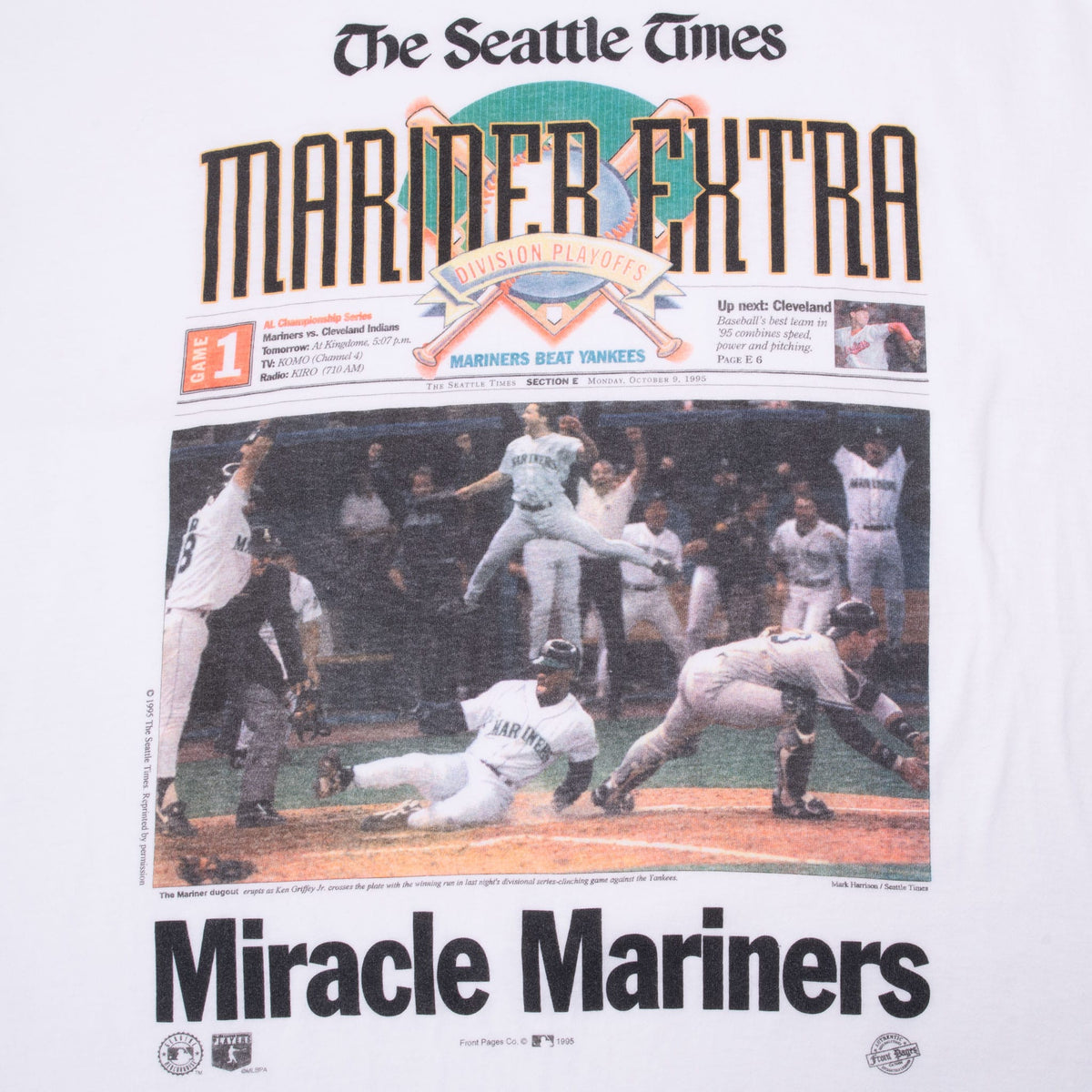 Close-up of Seattle Times Mariner Extra and Miracle Mariners front graphic