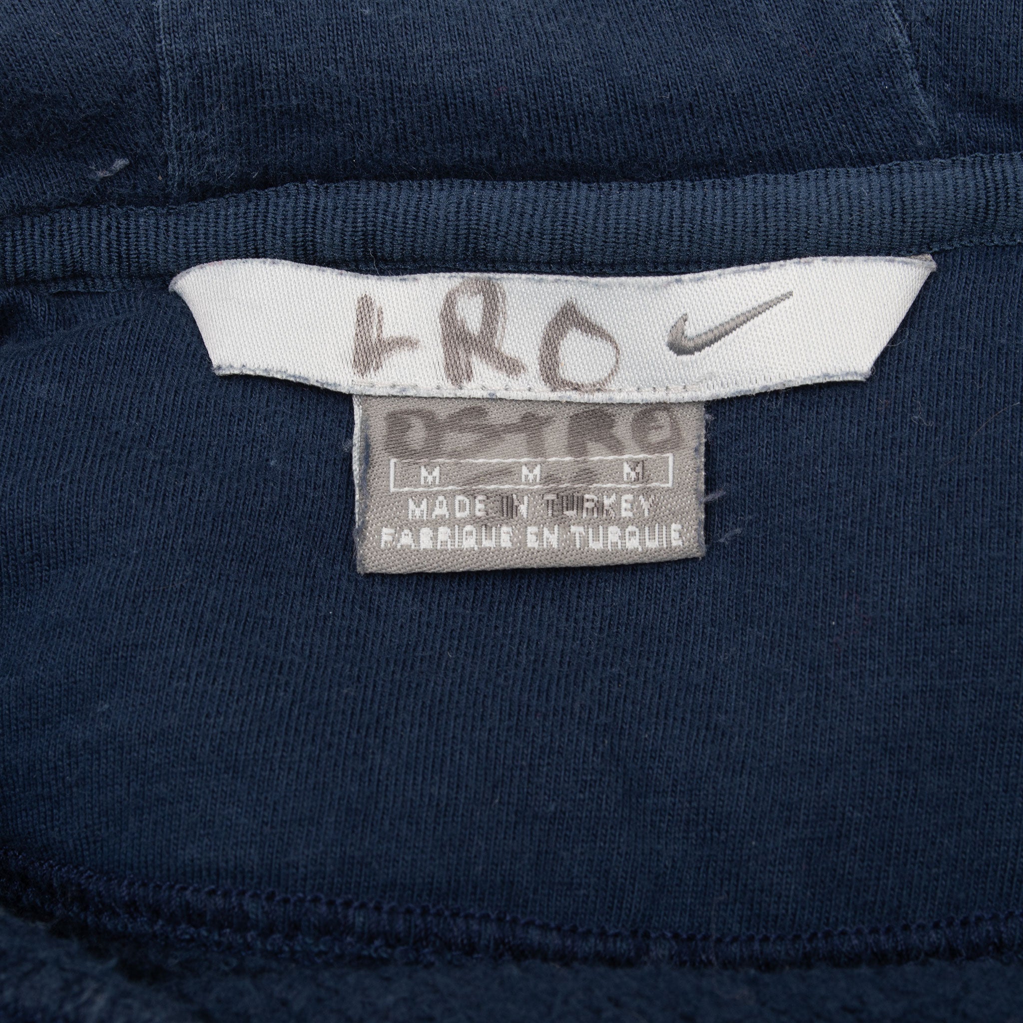 Vintage Nike Spellout Swoosh Navy Blue Hoodie Sweatshirt 2000S Size Medium