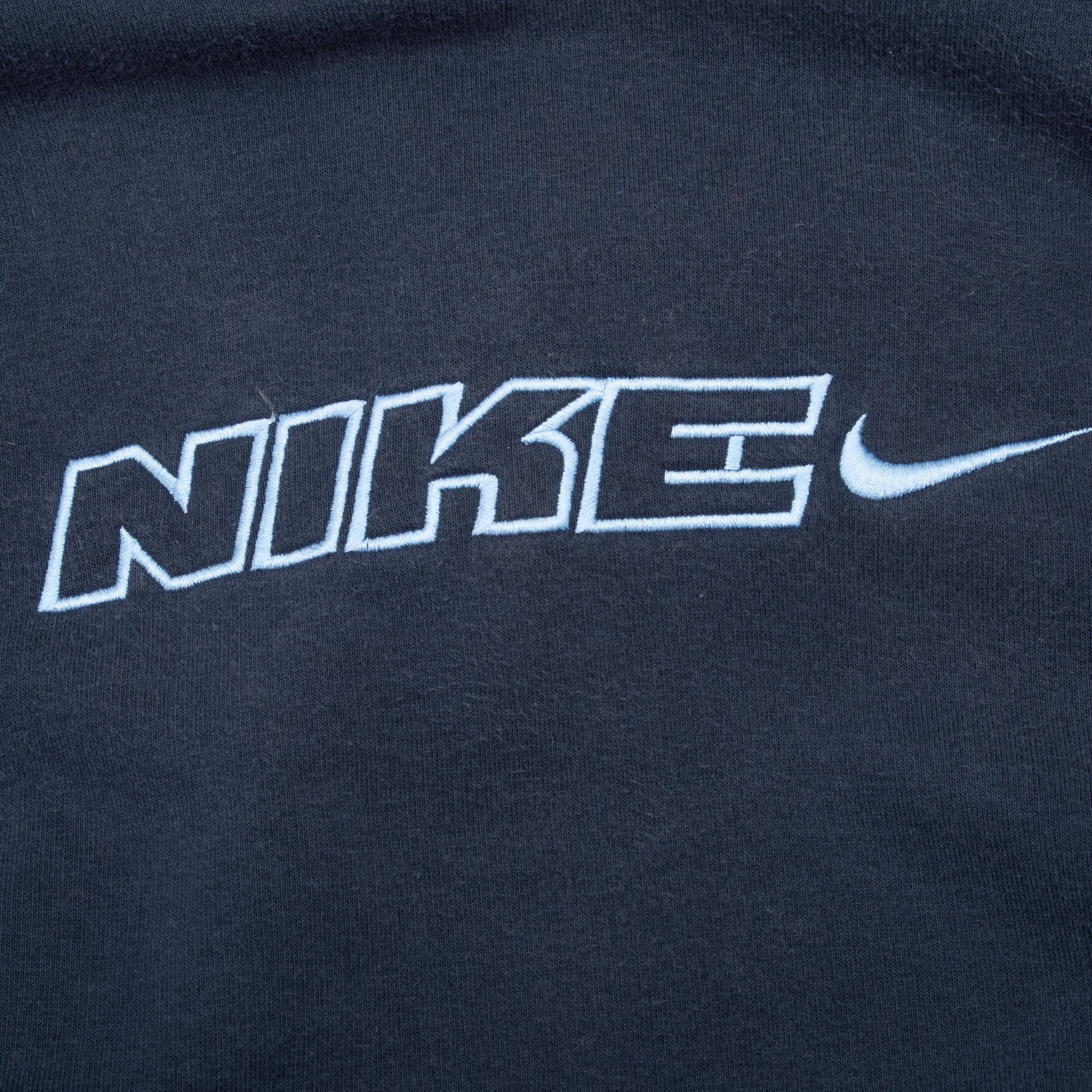 Vintage Nike Spellout Swoosh Navy Blue Hoodie Sweatshirt 2000S Size Medium