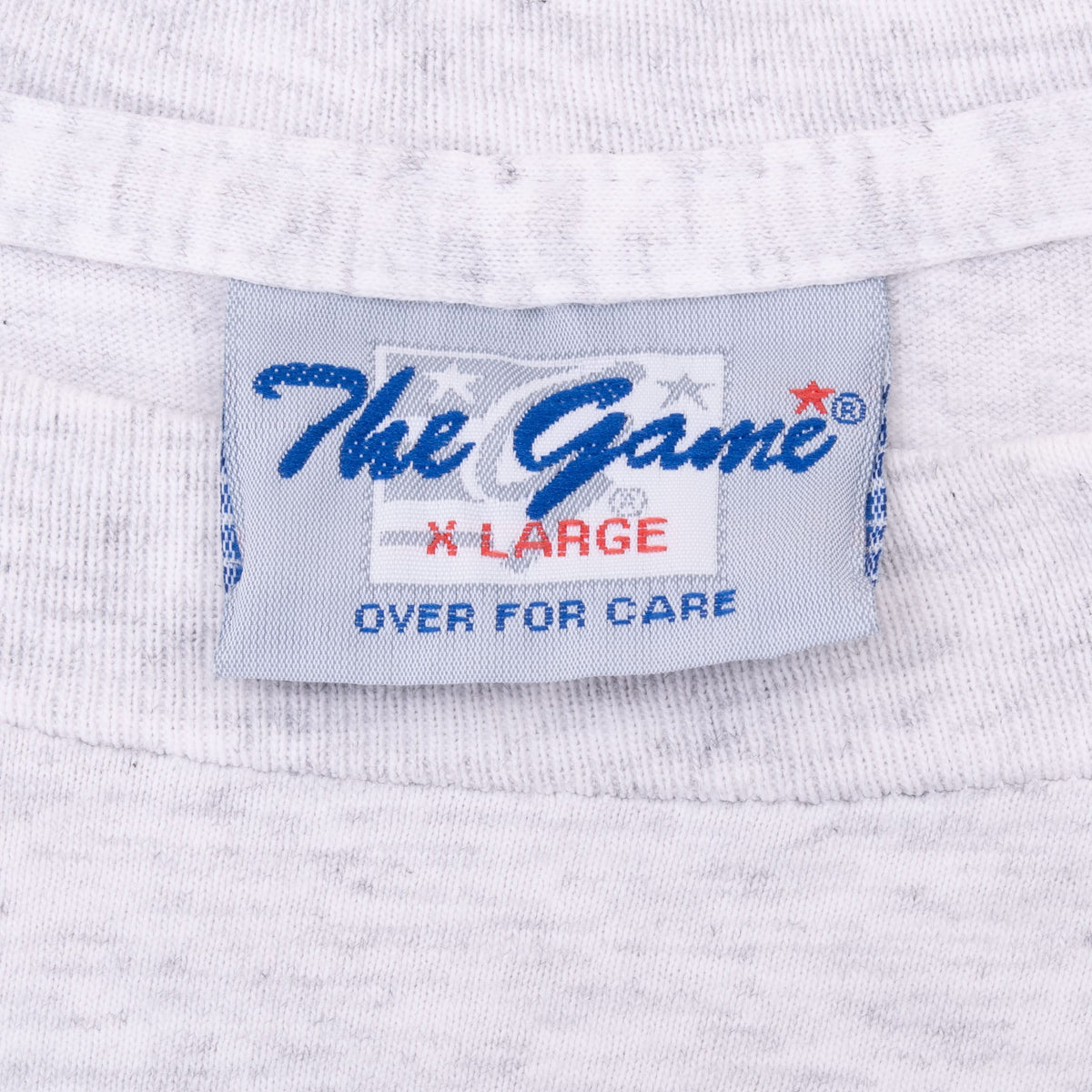 The Game neck tag marked XL on gray Anaheim Mighty Ducks T-shirt