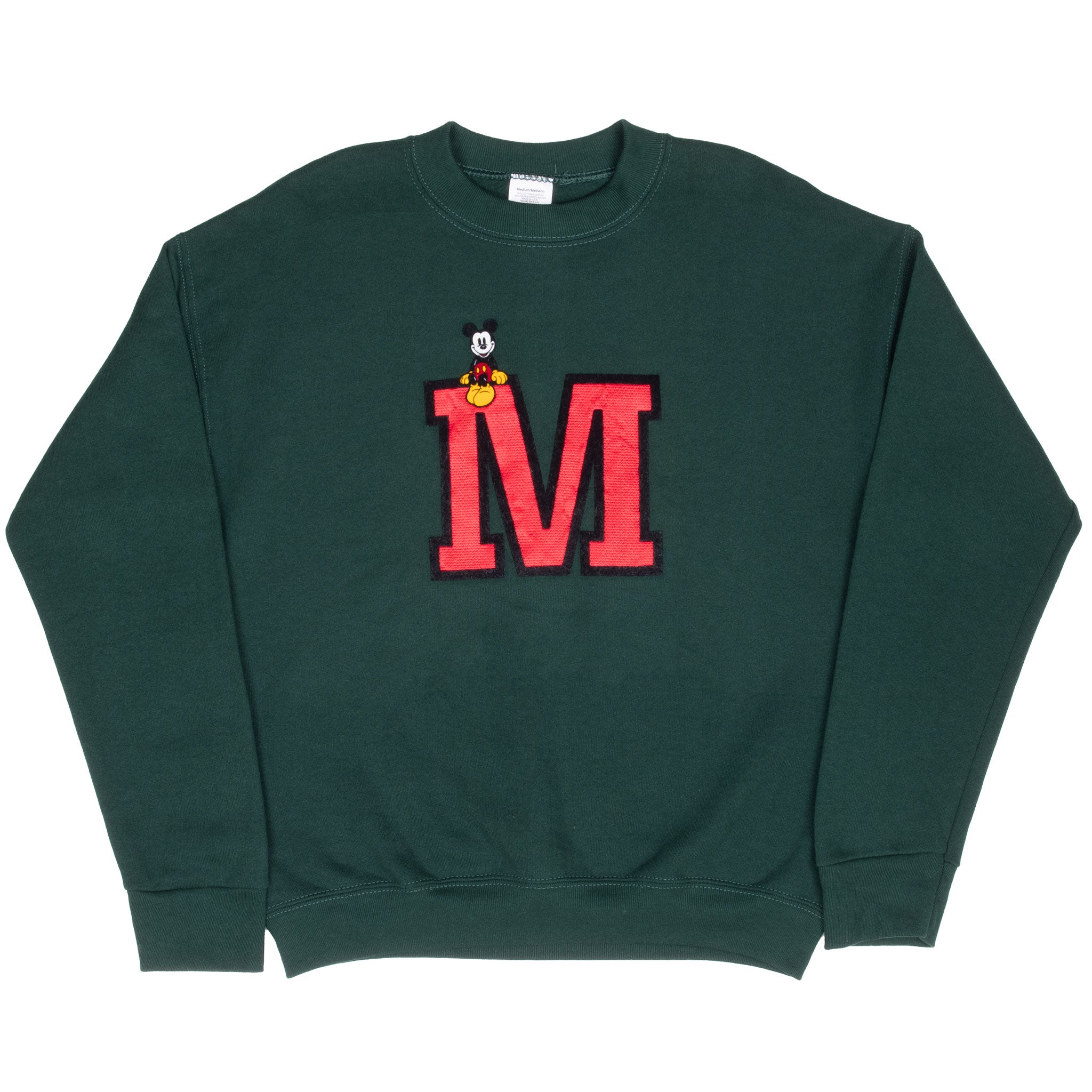 Vintage Disney Mickey Mouse 1990S Pine Green Sweatshirt Size Medium Made In USA