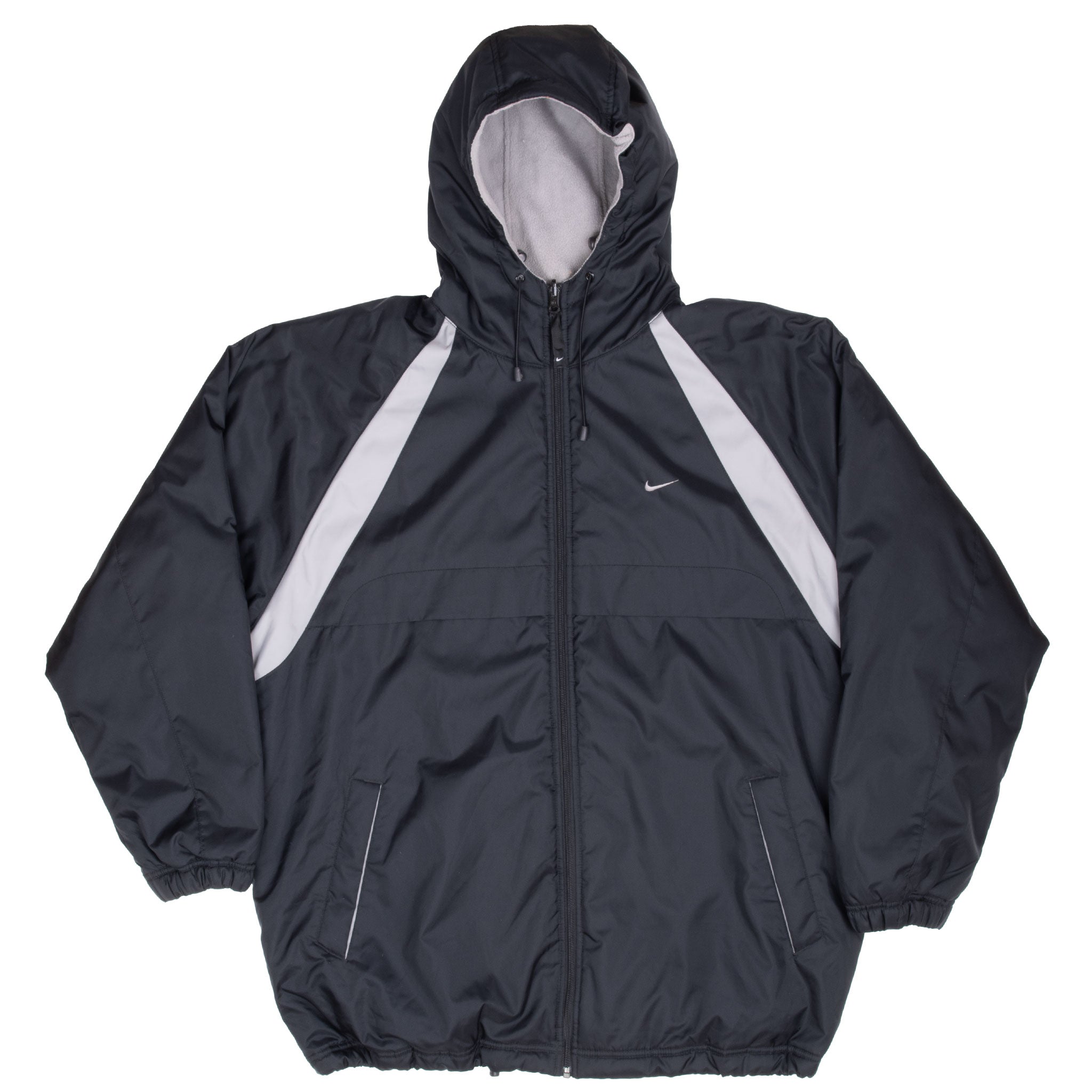Vintage Nike Swoosh Black Hooded Reversible Windbreaker Jacket 2000S Size Large