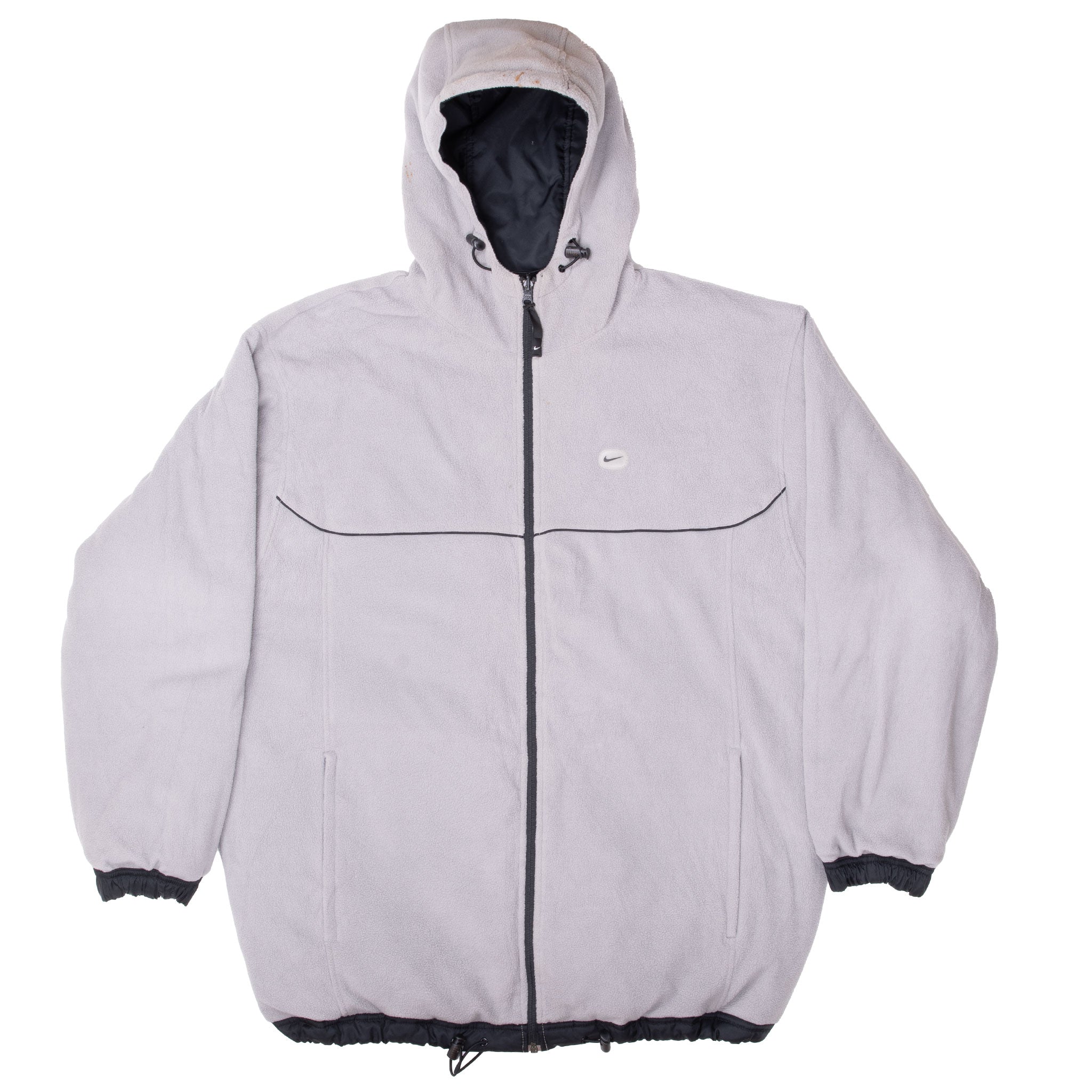 Vintage Nike Swoosh Black Hooded Reversible Windbreaker Jacket 2000S Size Large