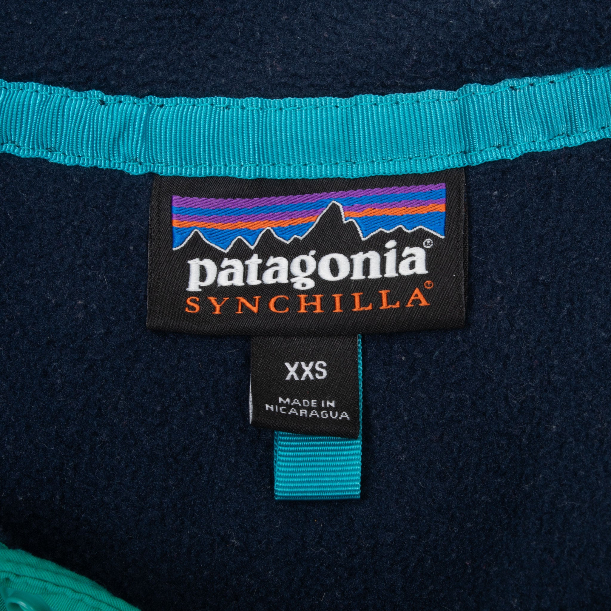 Vintage Patagonia Blue Synchilla Snap T Fleece Pullover Jacket 2000S Size 2XS