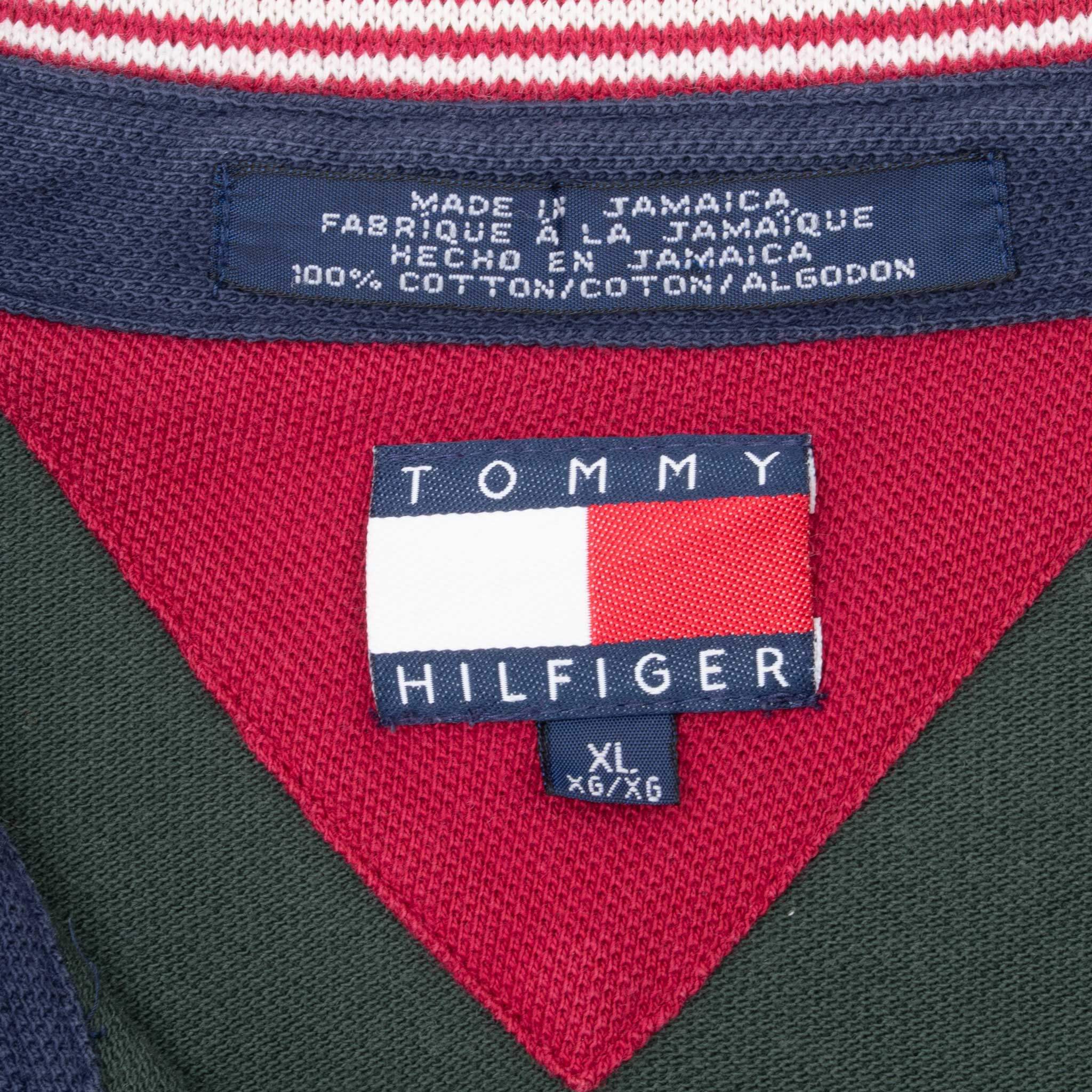 Vintage Tommy Hilfiger Green Polo Shirt 1990S Size XL
