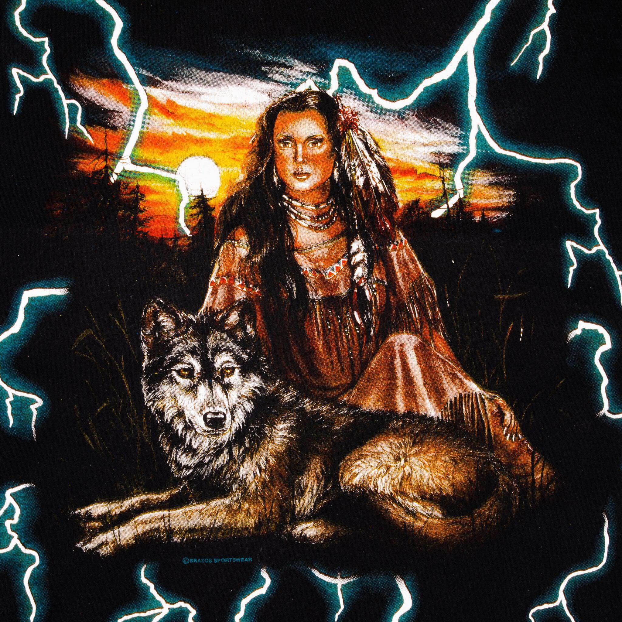 Vintage Animal Print All Over Print USA Thunder Las Vegas Tee Shirt 1990s Size Large Brazos Sportswear