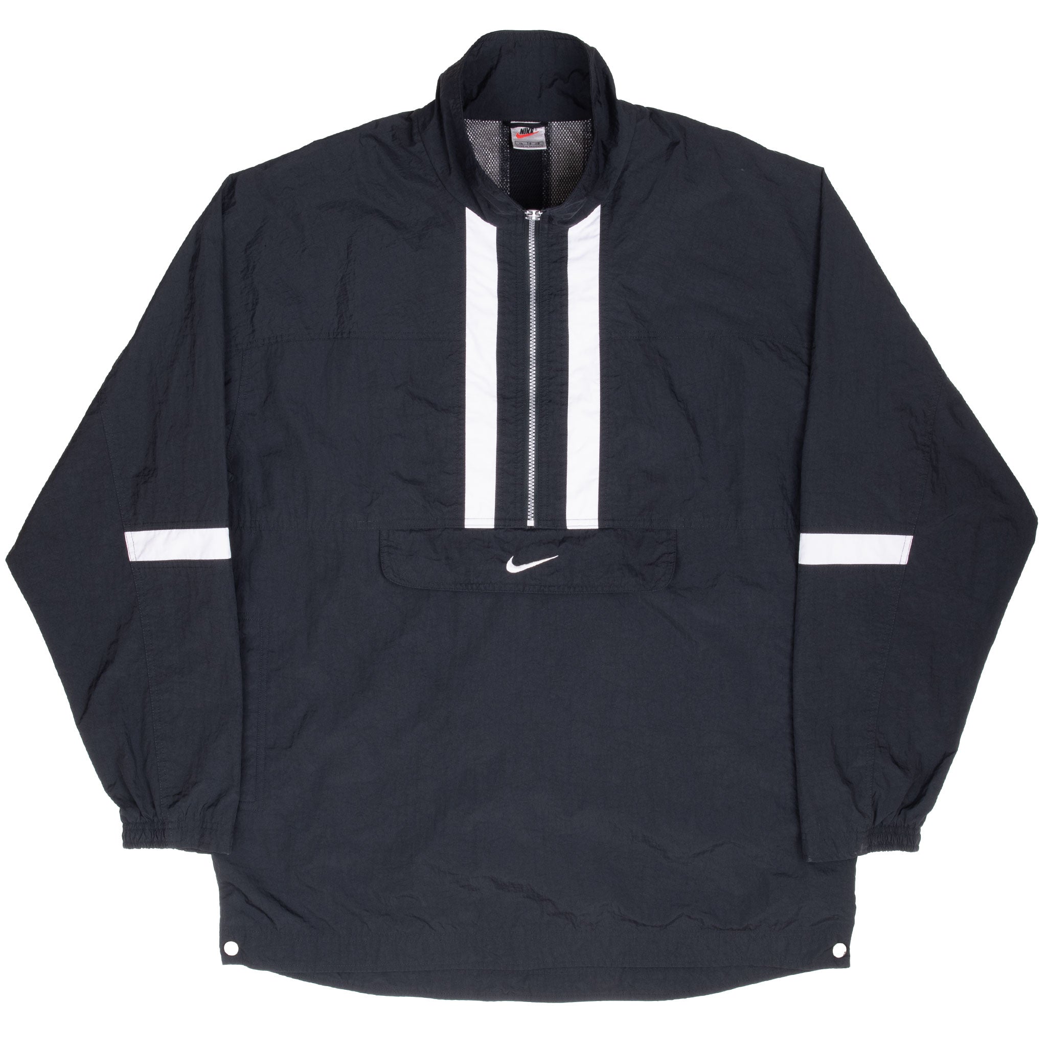 Vintage Nike Center Swoosh Black Pullover Windbreaker Jacket 1990S Size XL