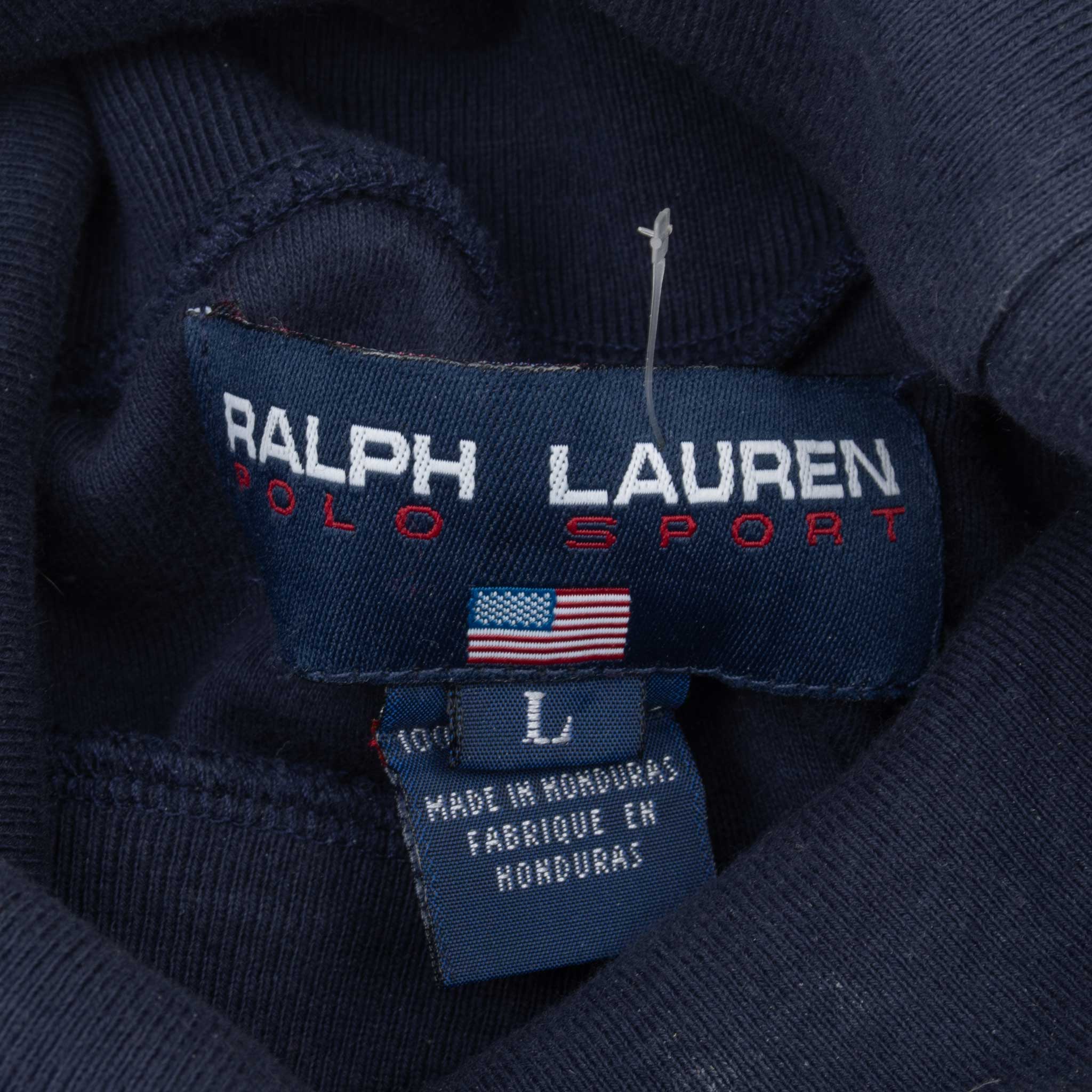 Vintage Ralph Lauren Polo Sport Blue Turtle Neck Long Sleeve Tee Shirt Size Large Made In USA