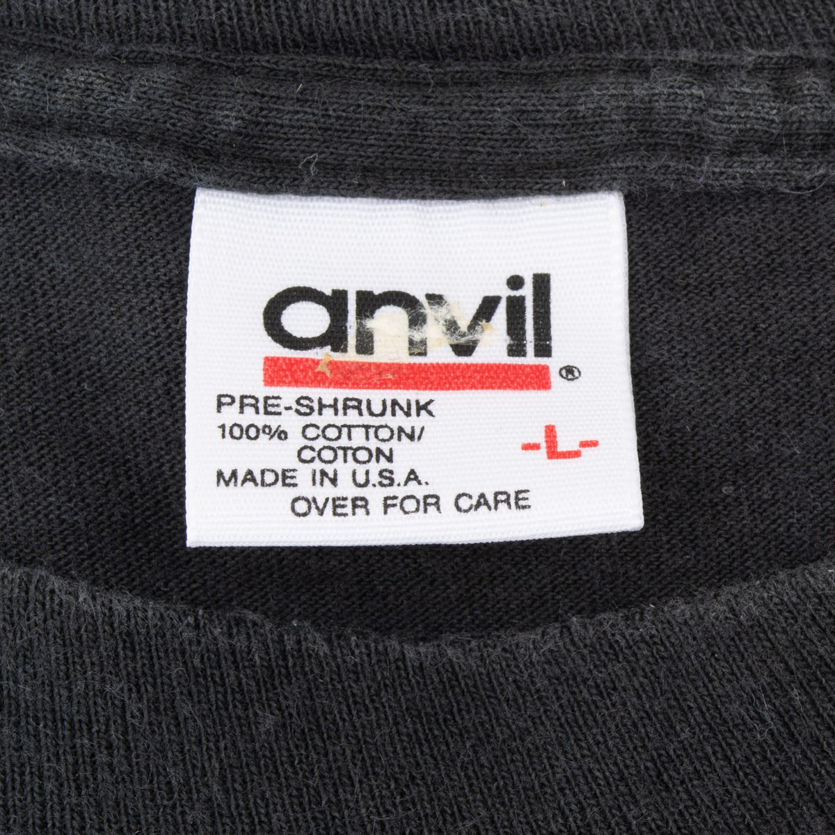 Anvil size large neck tag on black The Twilight Zone T-shirt
