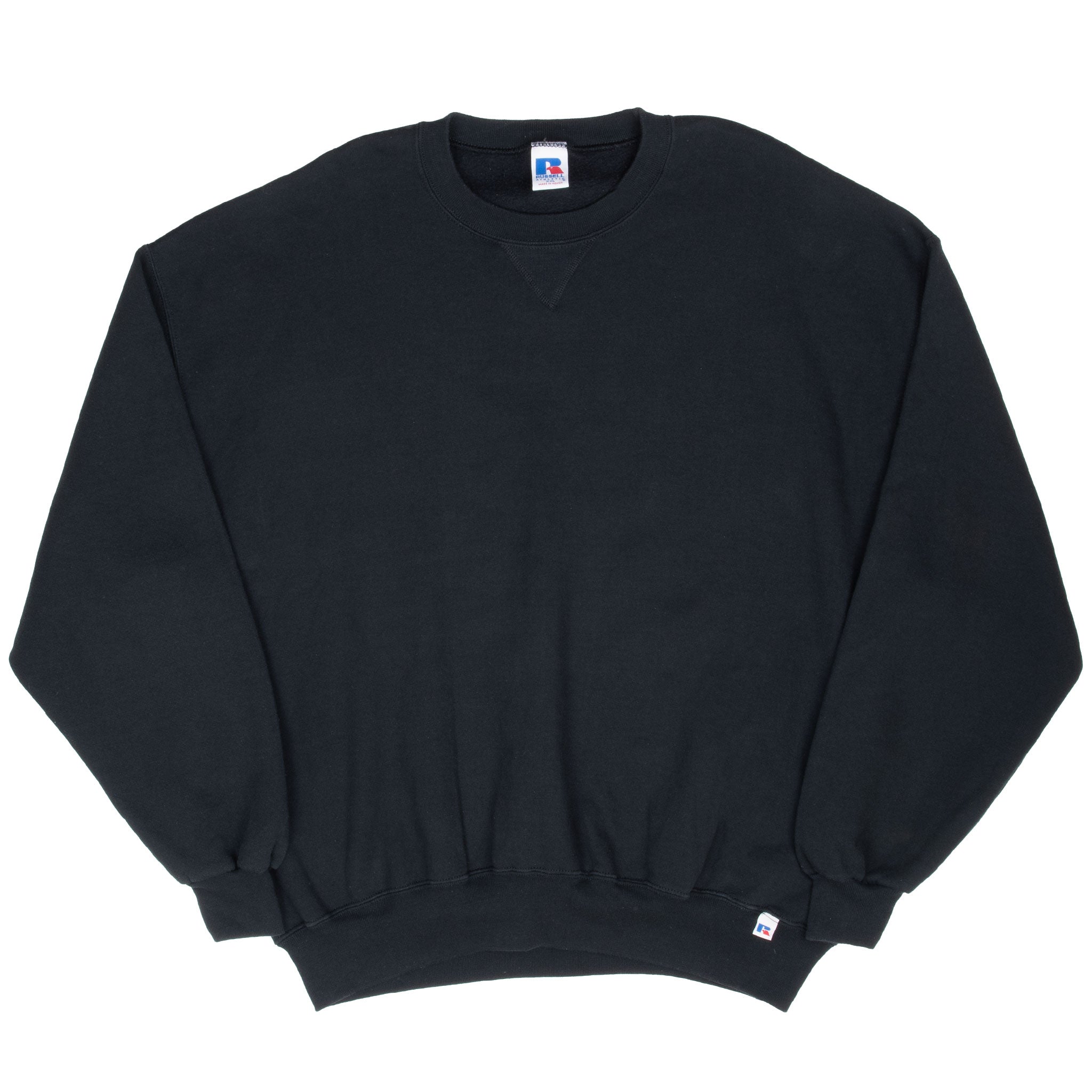 Vintage Russel Athletics Blank Black Sweatshirt 1990S Size 2XL