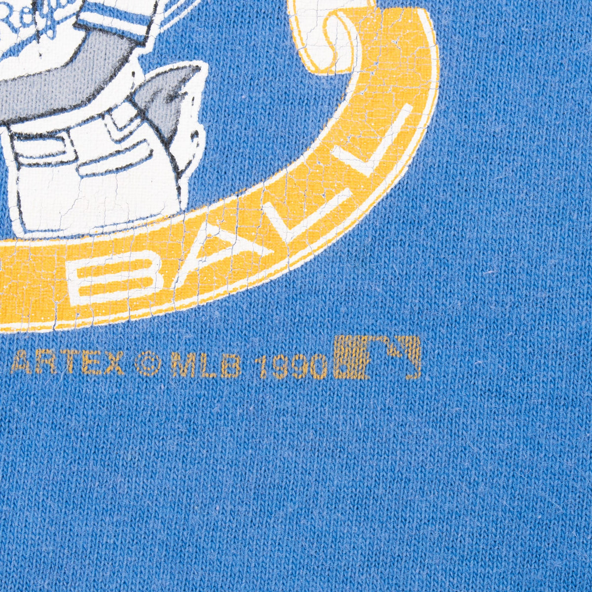 Close-up of worn copyright text beneath the Bugs Bunny print