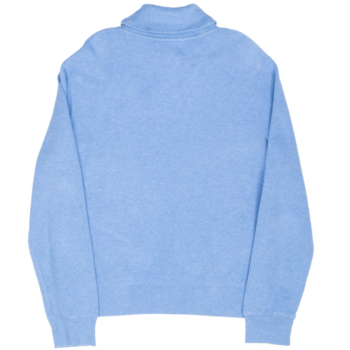 Back of blue Polo Ralph Lauren shawl collar sweater