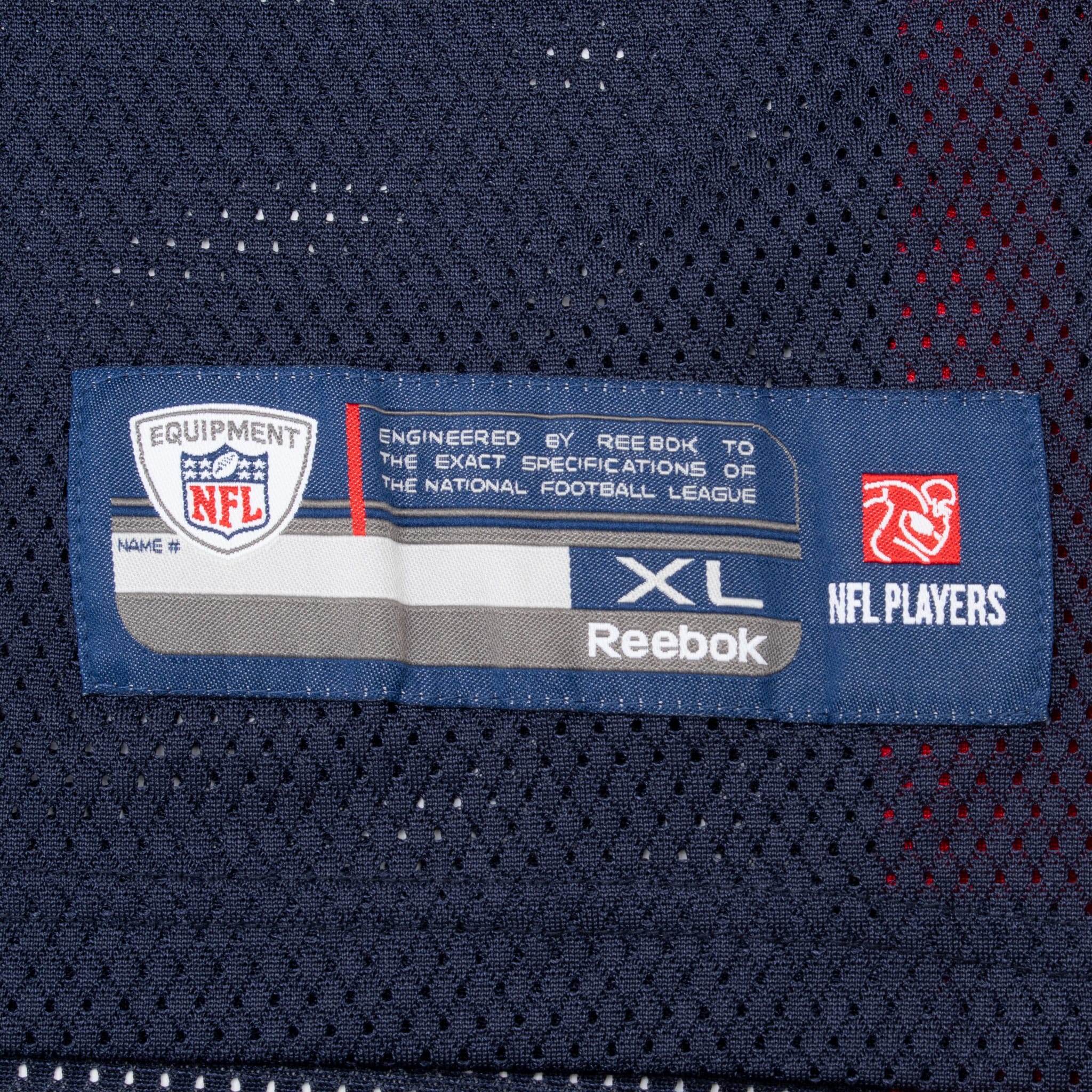 Reebok NFL Equipment size XL hem label on navy mesh jersey