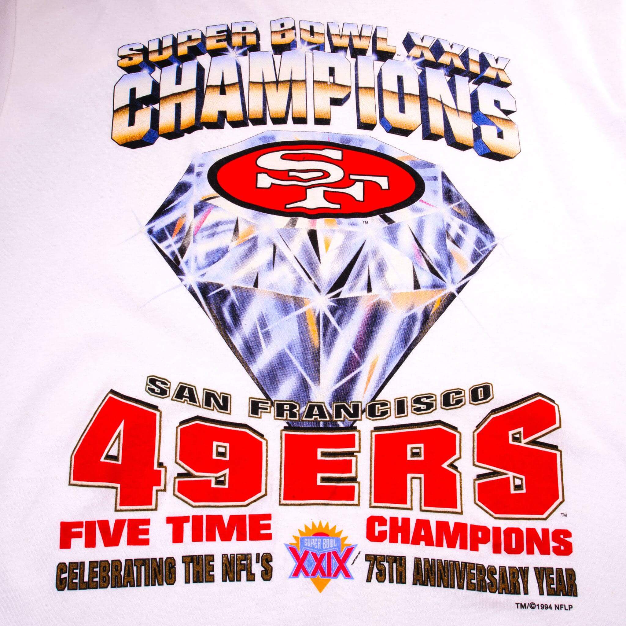 Vintage Nfl San Francisco 49Ers 5 Times Champions Tee Shirt 1994 Size Large Made In USA