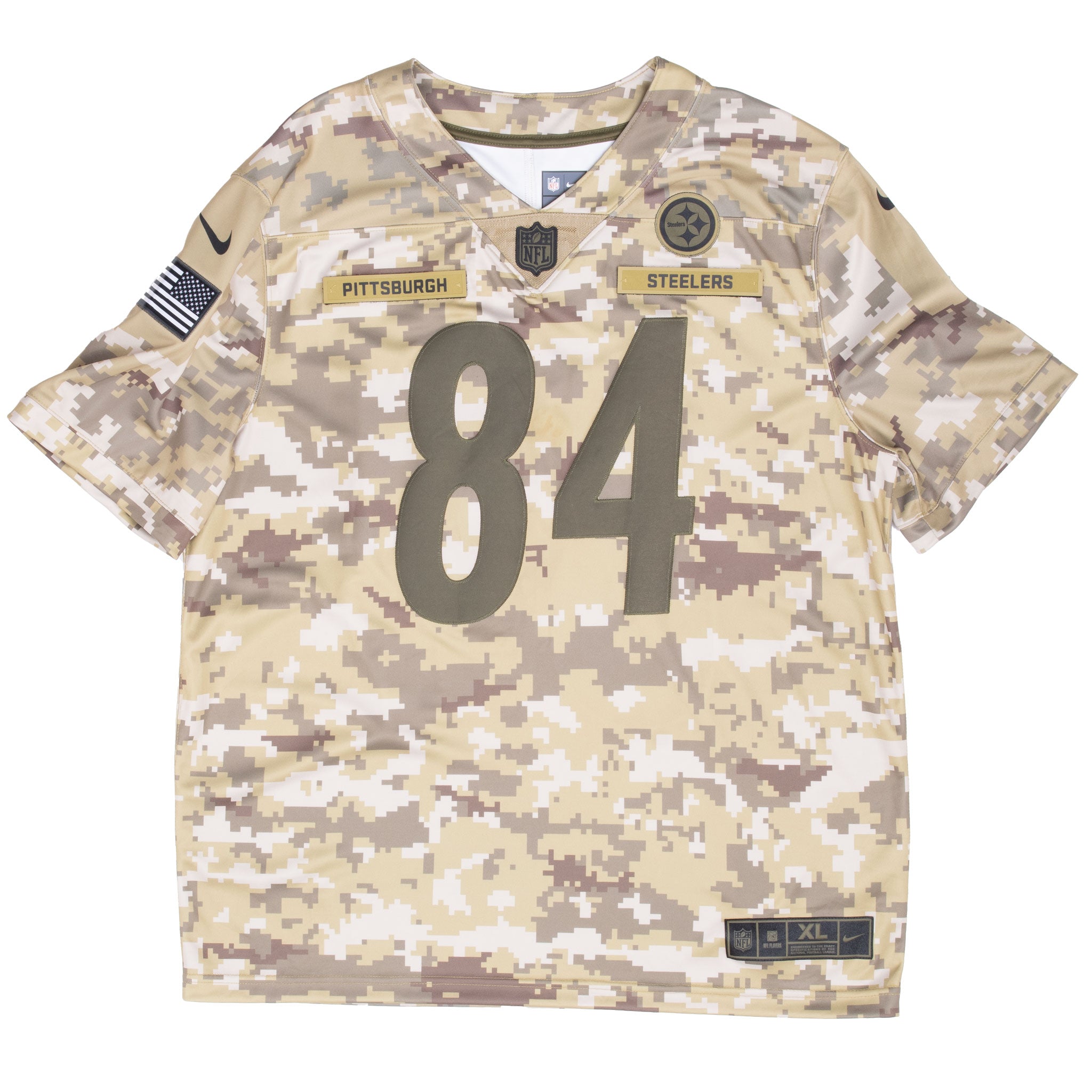 Vintage Nfl Pittsburgh Steelers Brown #84 Us Army Camo Nike Jersey Size XL
