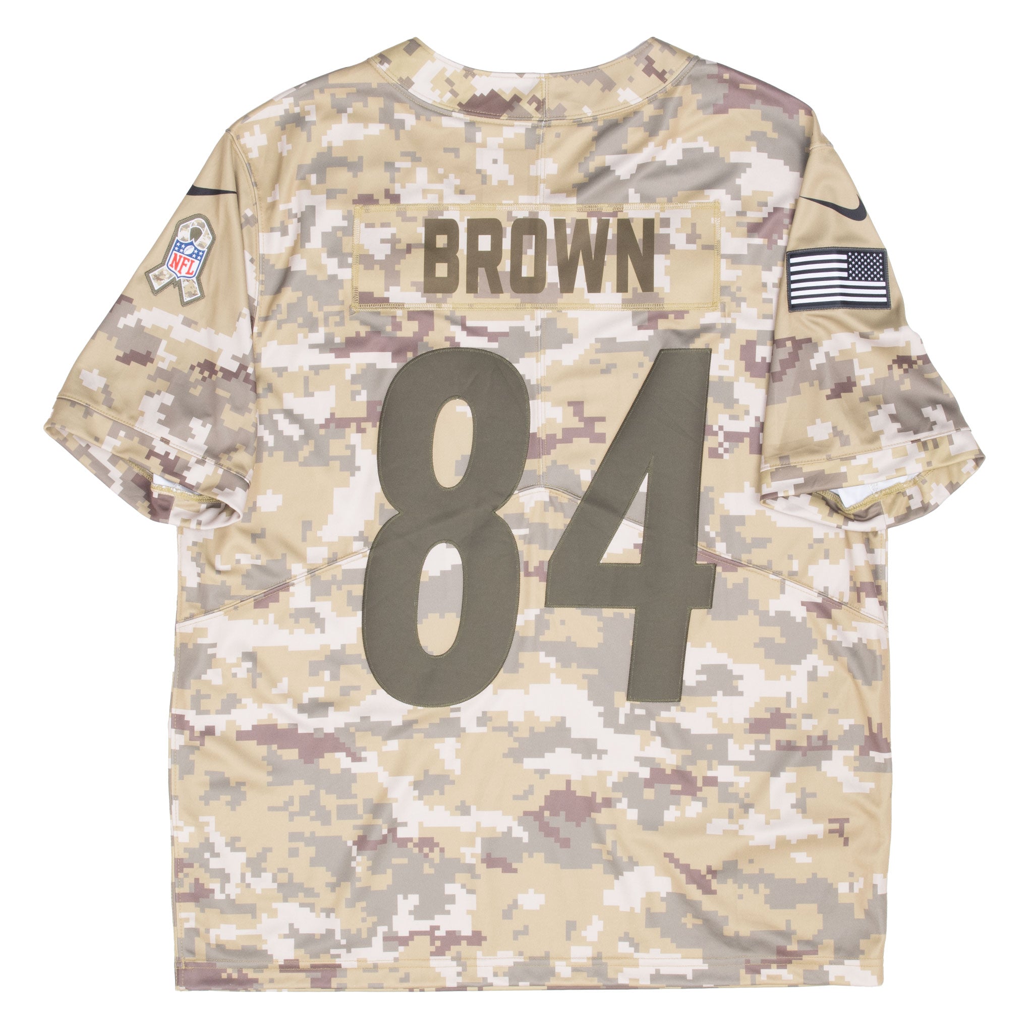 Vintage Nfl Pittsburgh Steelers Brown #84 Us Army Camo Nike Jersey Size XL