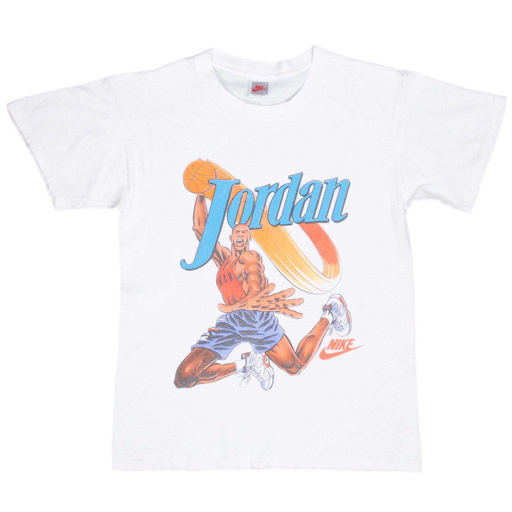 Front of white Nike T-shirt with Michael Jordan basketball graphic