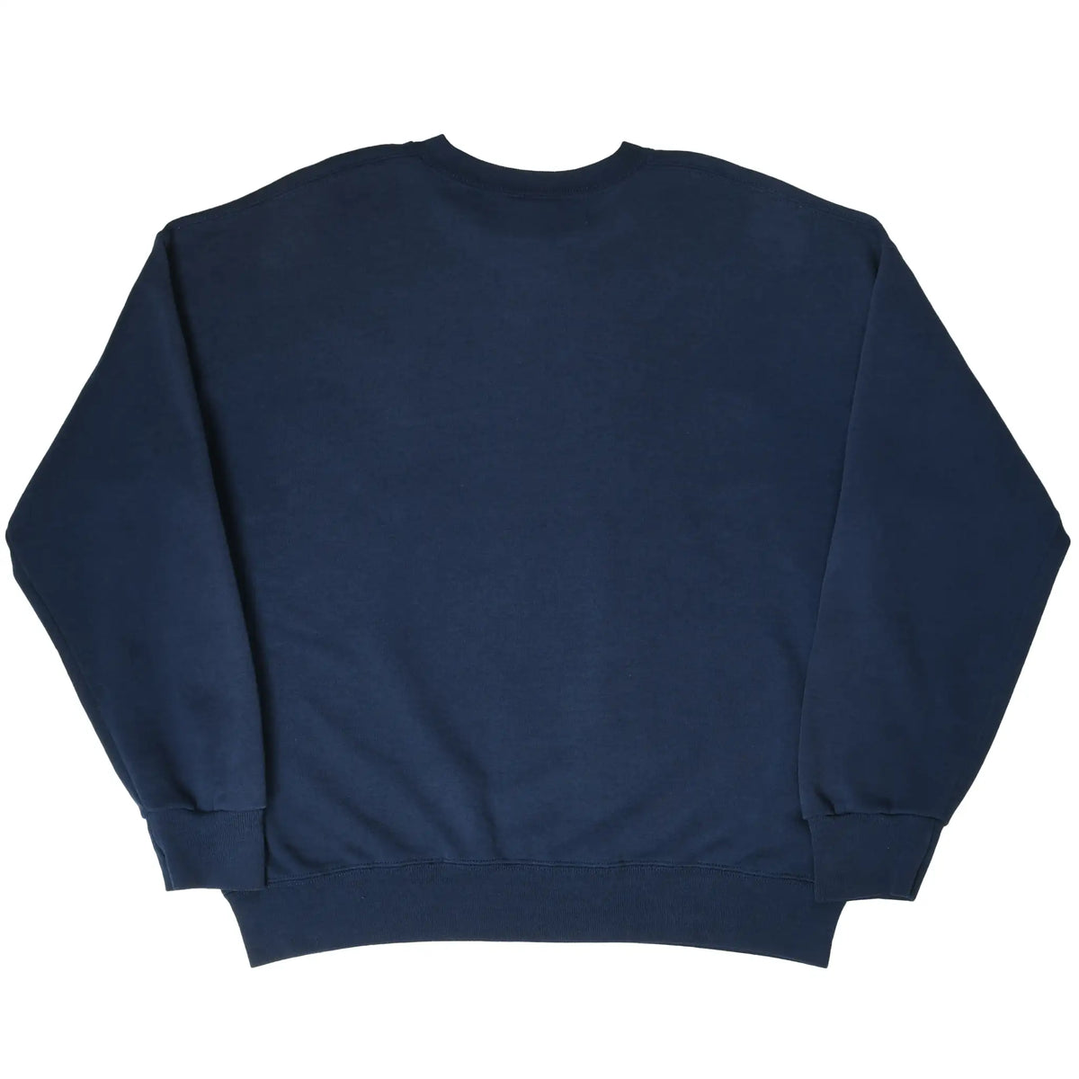 Back of navy University of Michigan crewneck sweatshirt with no graphic
