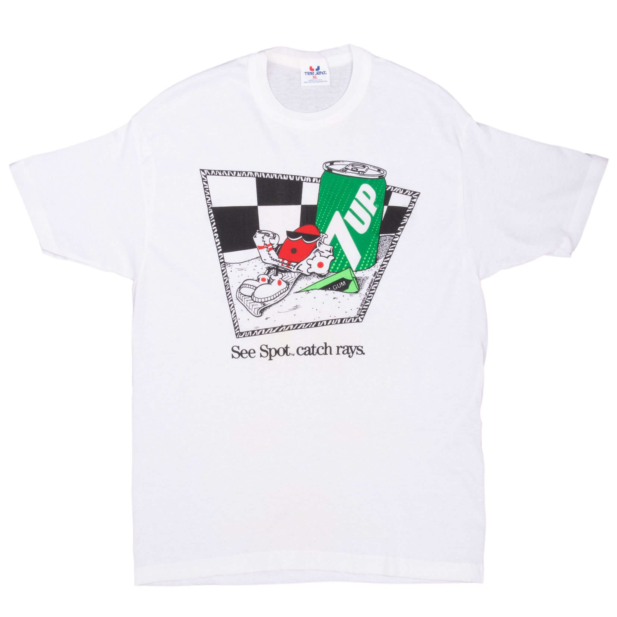 Vintage 7Up 1988 White Tee Shirt Medium Made In Usa With Single Stitch Sleeves