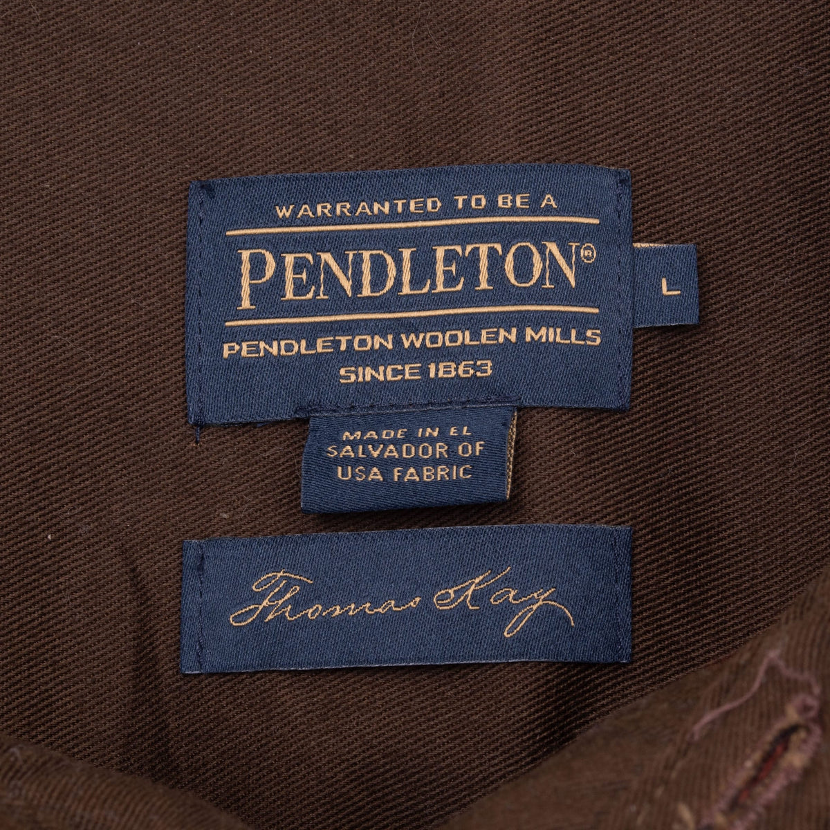 Pendleton Woolen Mills, size L and Thomas Kay interior labels