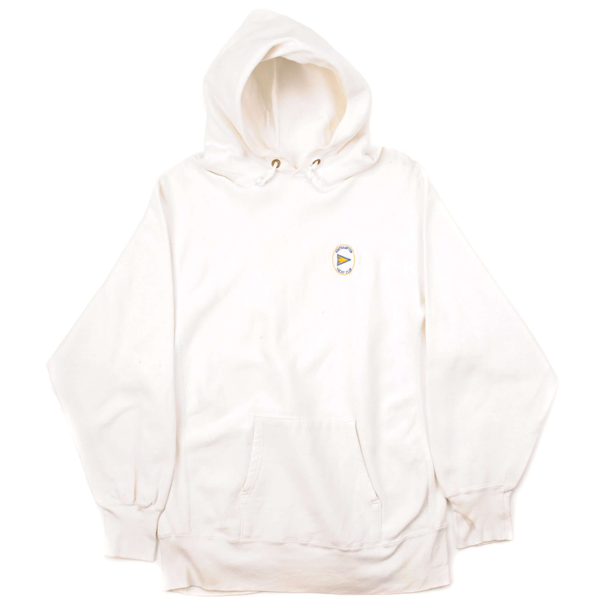 Vintage Reverse Weave Southampton Yatch Club Champion White Hoodie 1980S Size XL Made In Usa