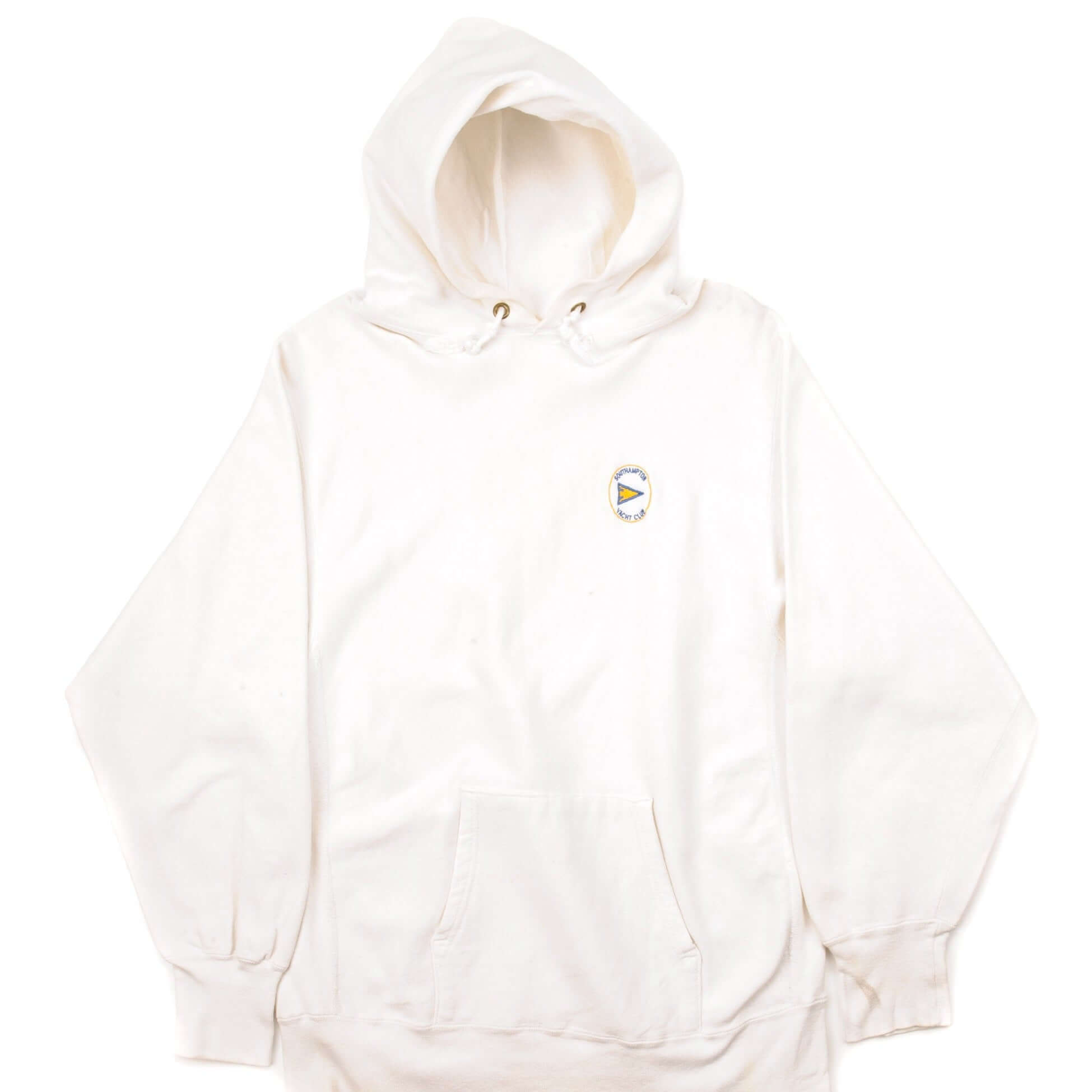 Vintage Reverse Weave Southampton Yatch Club Champion White Hoodie 1980S Size XL Made In Usa