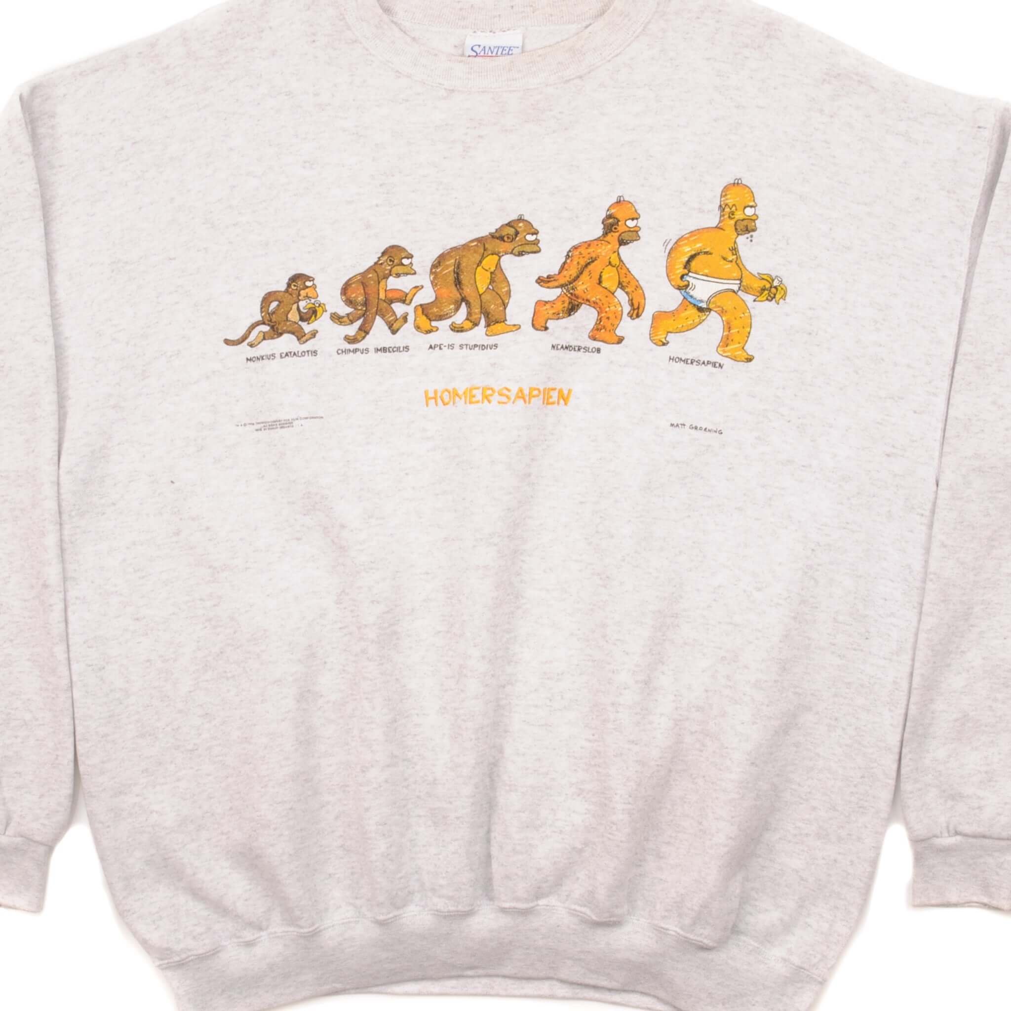 Vintage Homer Simpson Homersapien Sweatshirt 1996 Size XL Made In USA