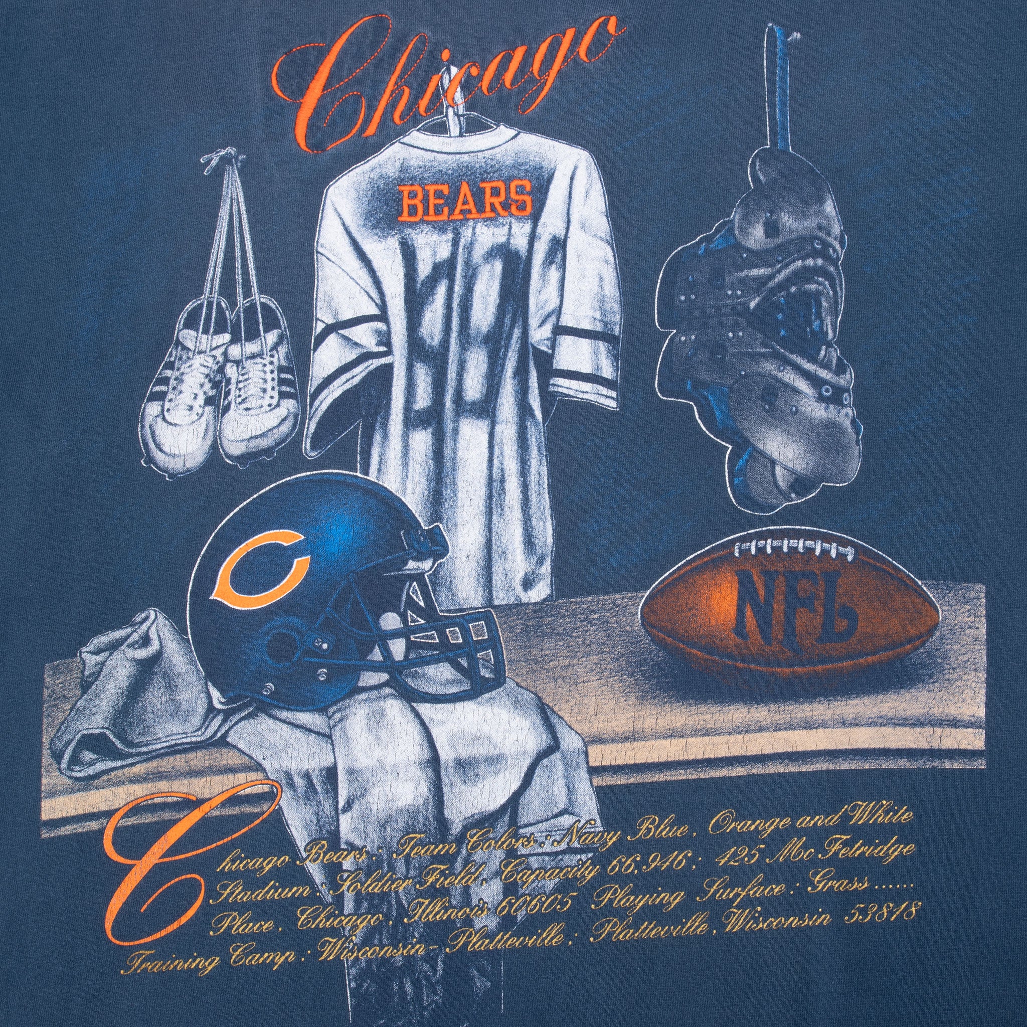 Vintage Nfl Chicago Bears 1990S Tee Shirt Size Xl Made In Usa With Single Stitch Sleeves