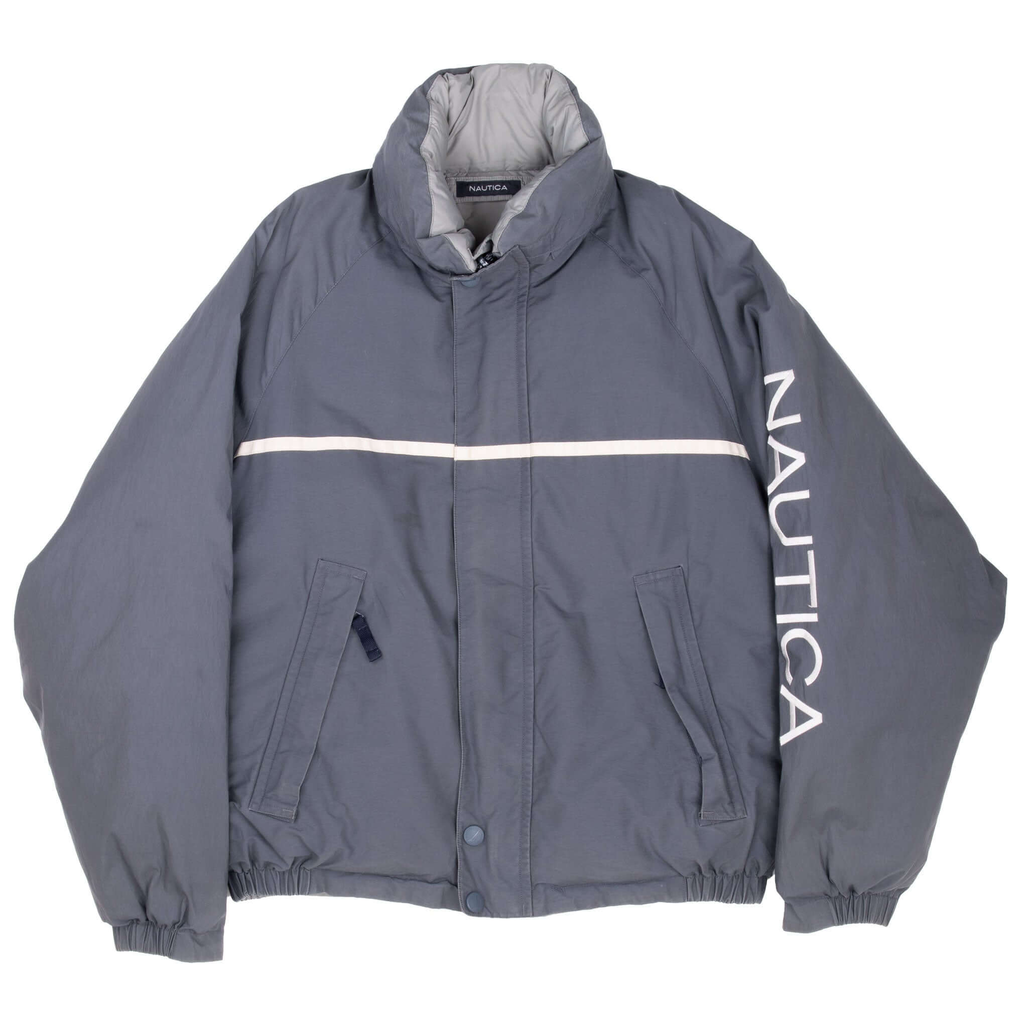 Vintage Nautica Reversible Grey Puffer Jacket 1990S Size Small